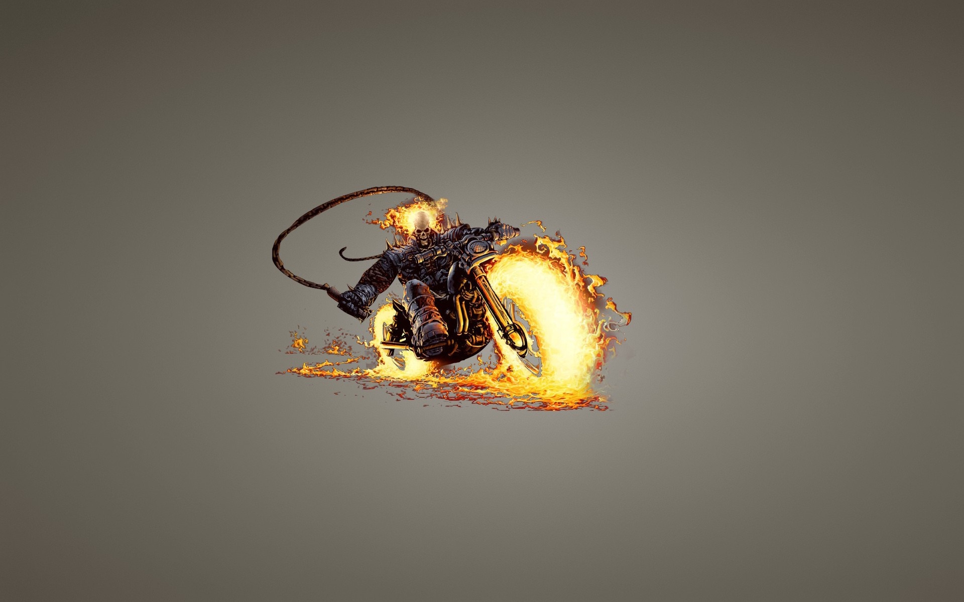 Ghost Rider on a flaming motorcycle HD Wallpaper