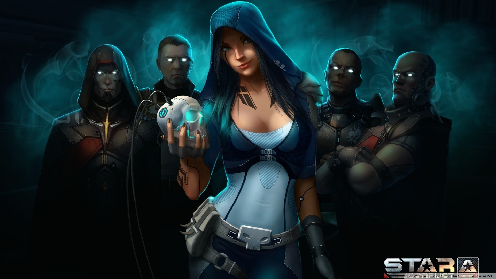 Star Conflict characters with a woman holding a skull HD Wallpaper