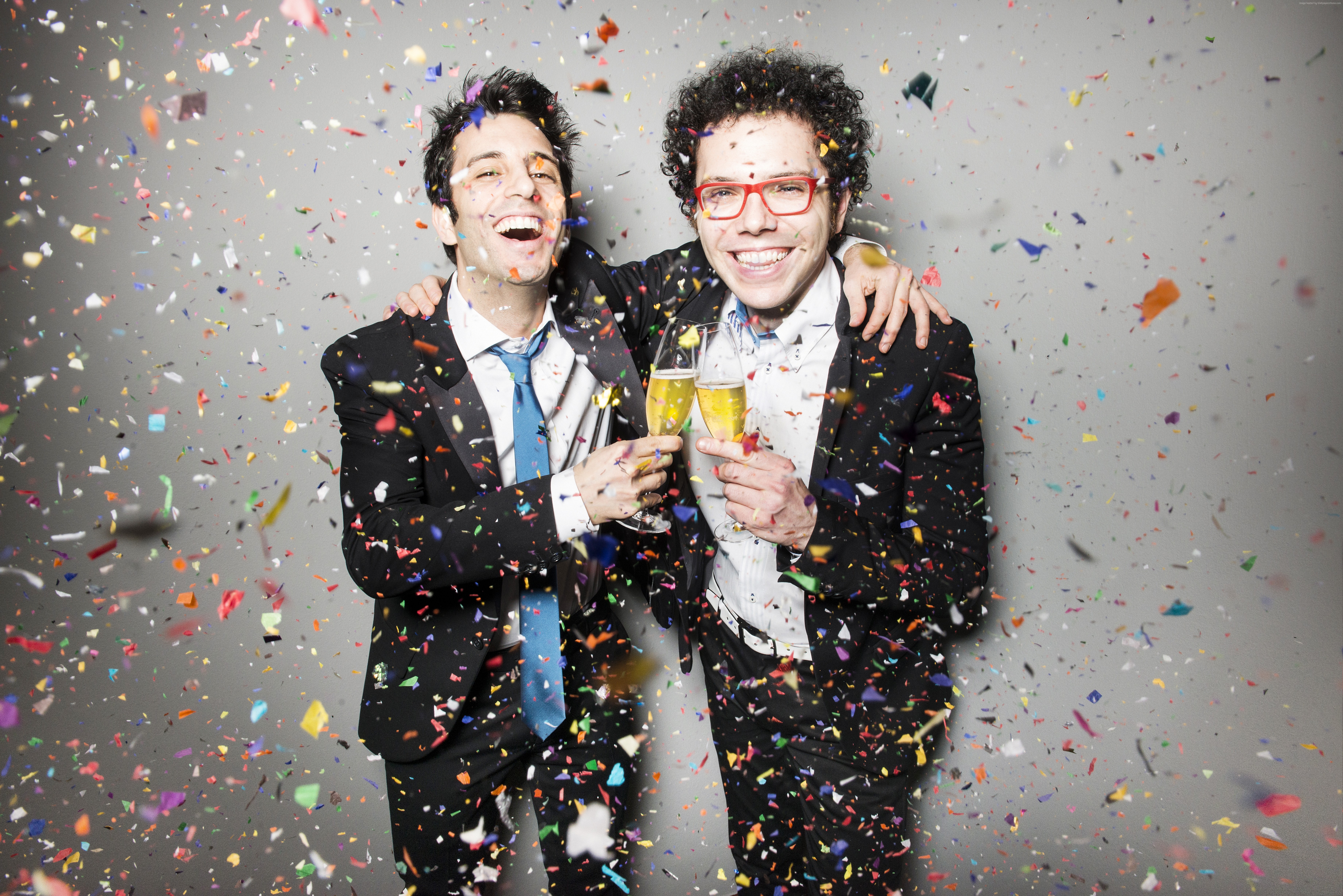 Ian Axel and Chad Vaccarino celebrating with champagne HD Wallpaper