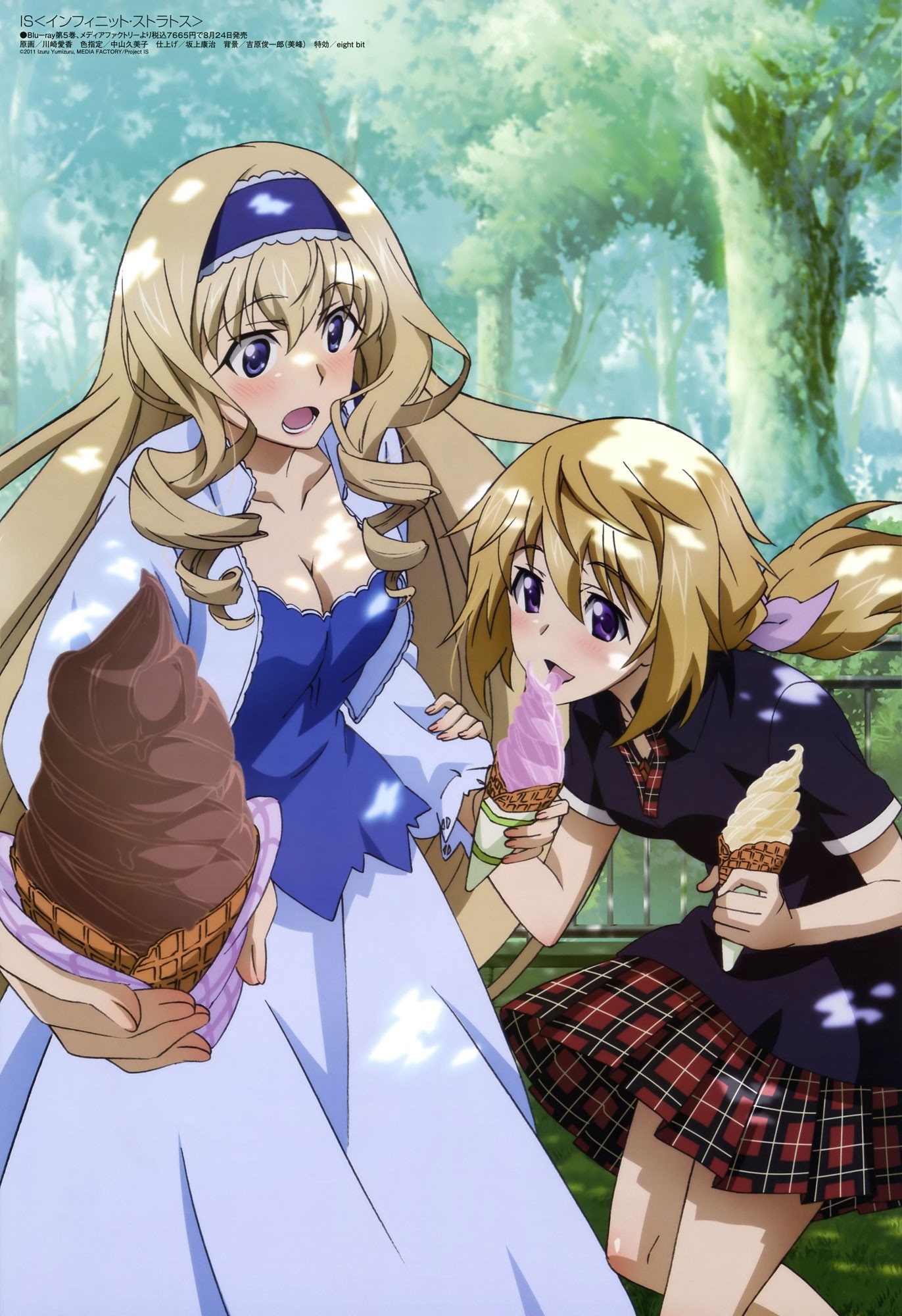 Charlotte Dunois and Cecilia Alcott from Infinite Stratos eating ice cream HD Wallpaper