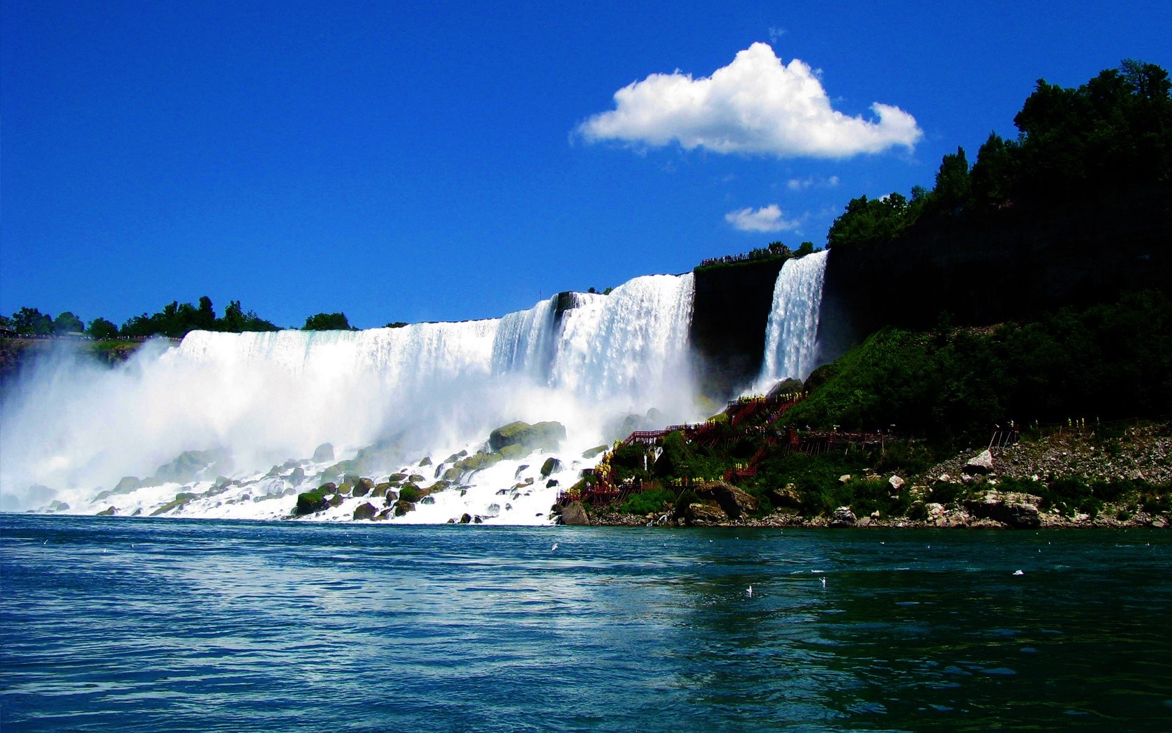 Niagara Falls with a blue sky and clouds HD Wallpaper