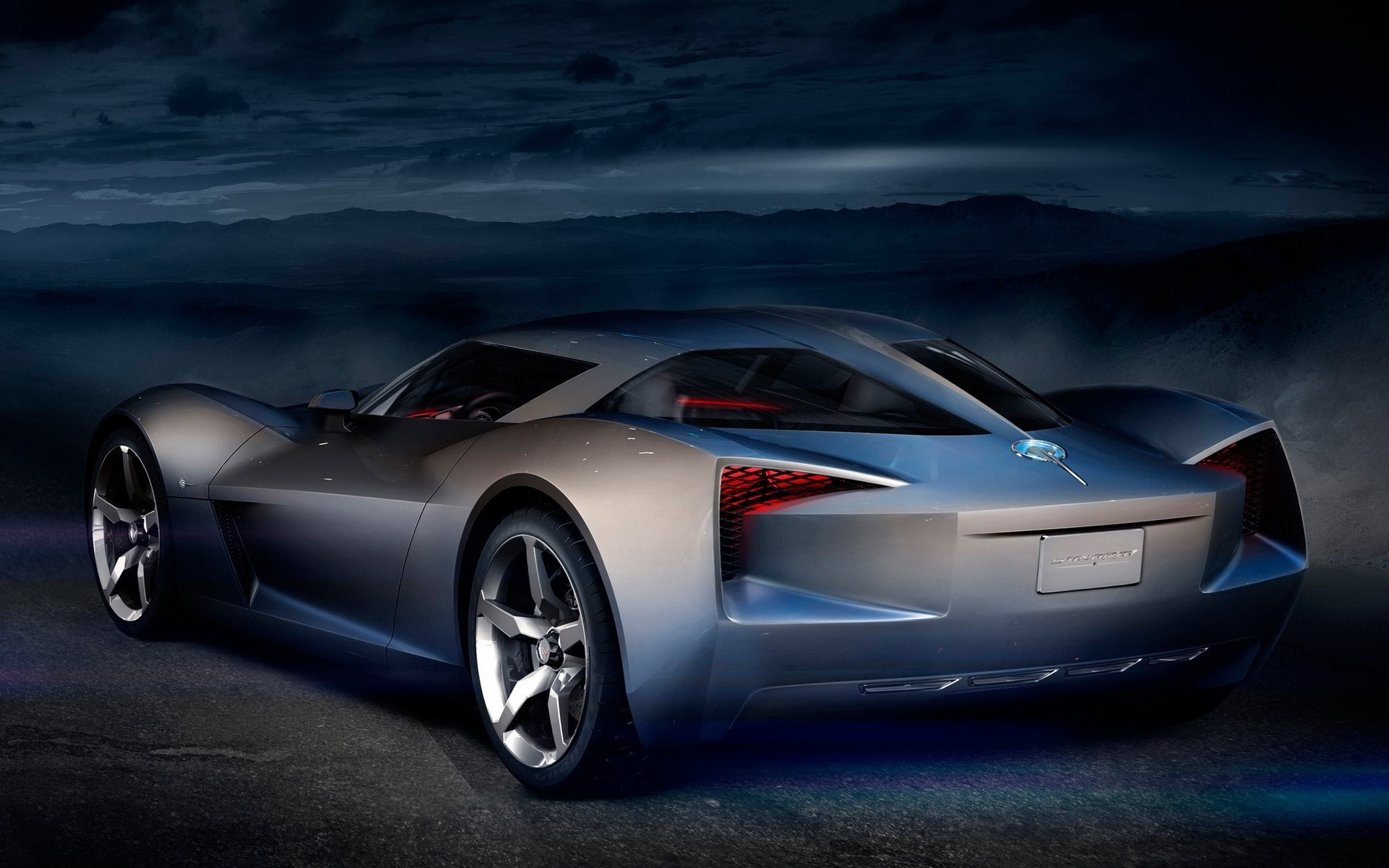 Concept sports car with sharp angles and red accents HD Wallpaper