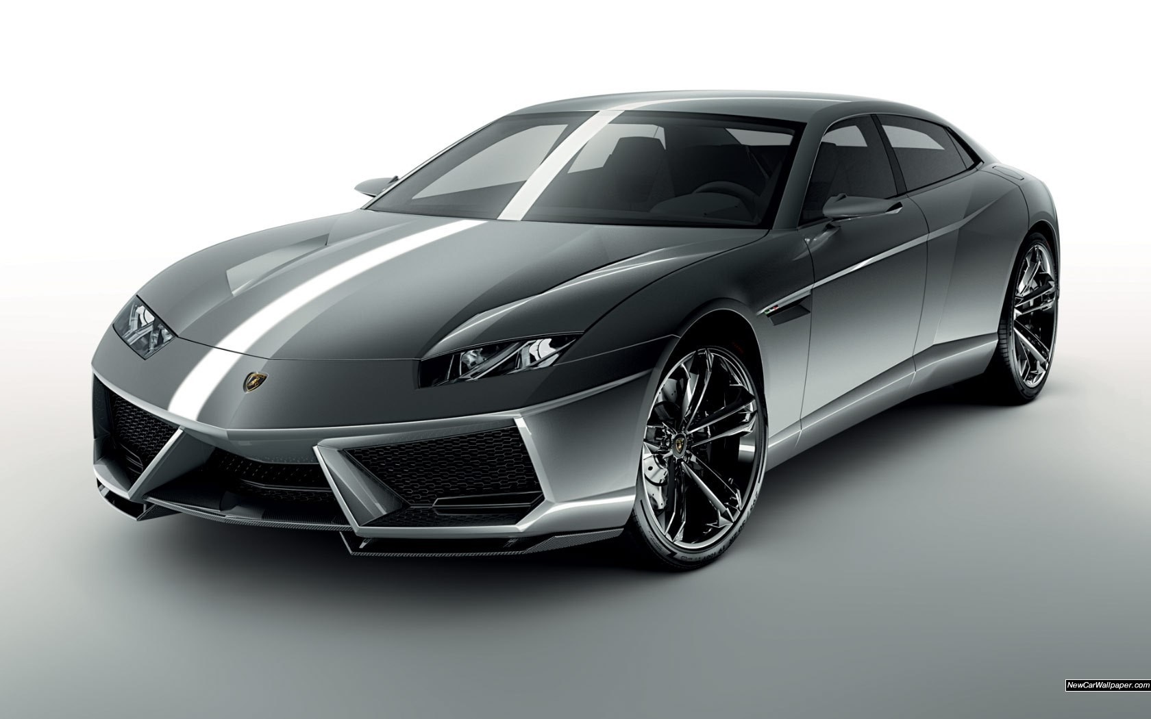 Lamborghini Estoque concept car with white racing stripes HD Wallpaper