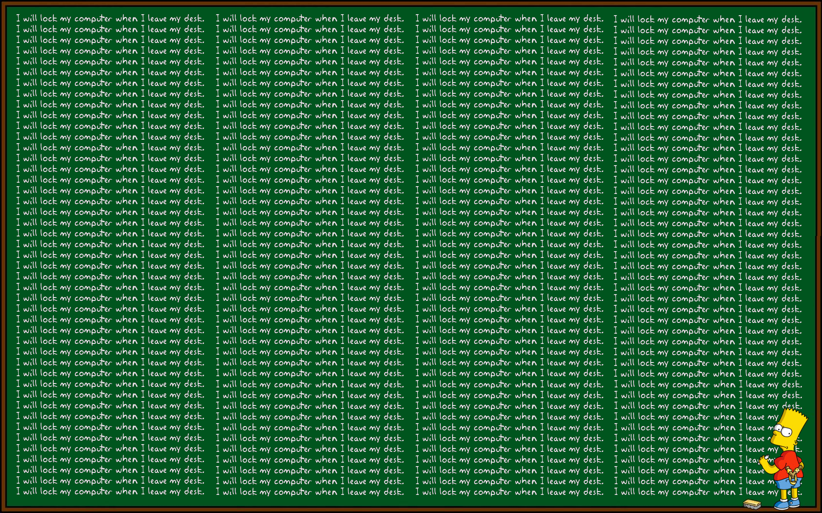 Bart Simpson on a green chalkboard with text HD Wallpaper