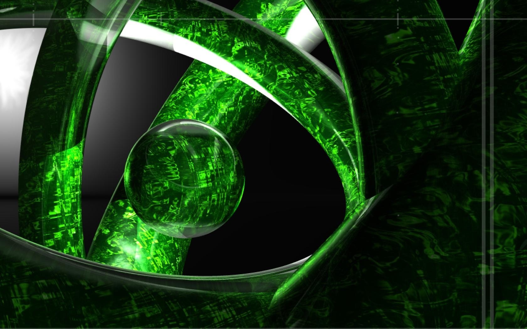 Abstract green digital art with sphere HD Wallpaper