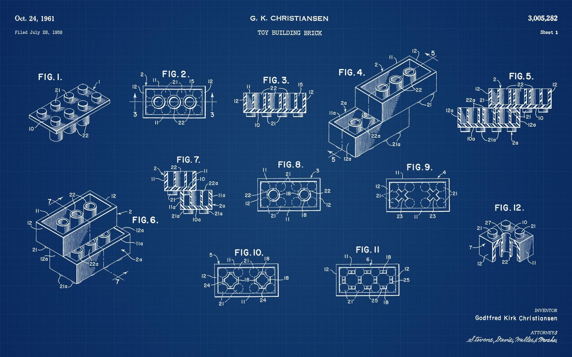 LEGO Toy Building Brick Patent Drawing HD Wallpaper