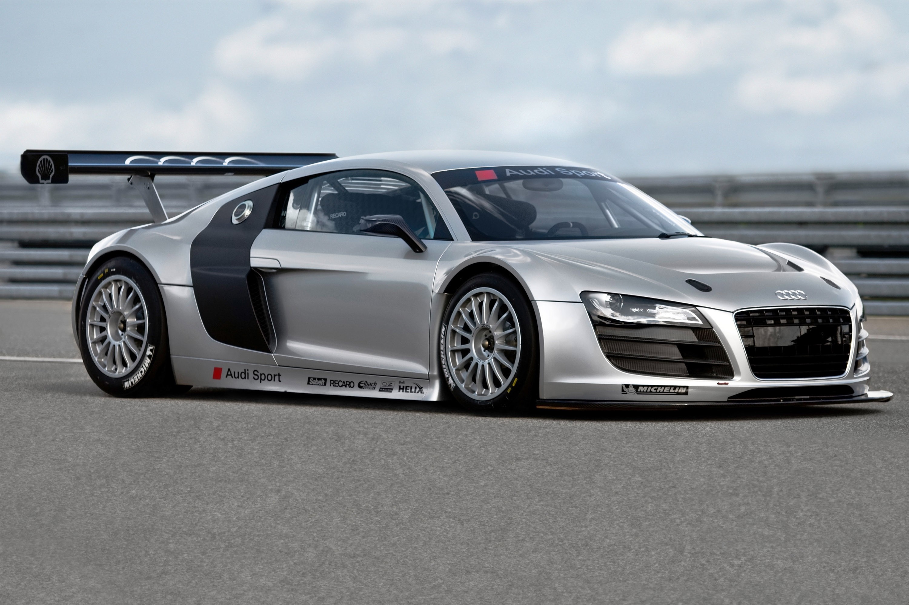 Audi R8 LMS GT3 race car on track HD Wallpaper