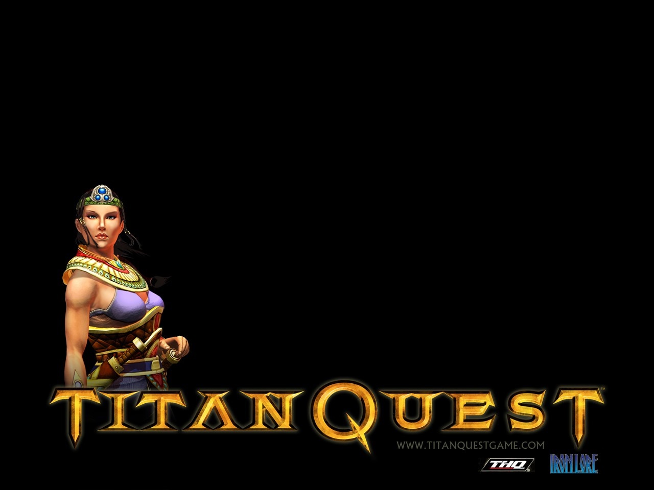 Titan Quest video game logo with character HD Wallpaper