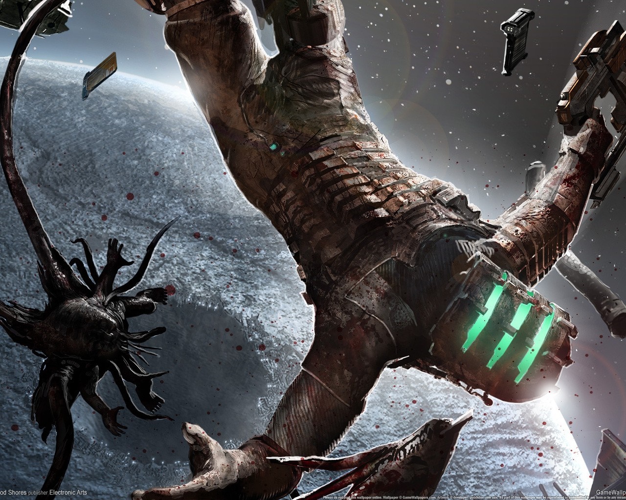 Isaac Clarke from Dead Space fighting a Necromorph HD Wallpaper
