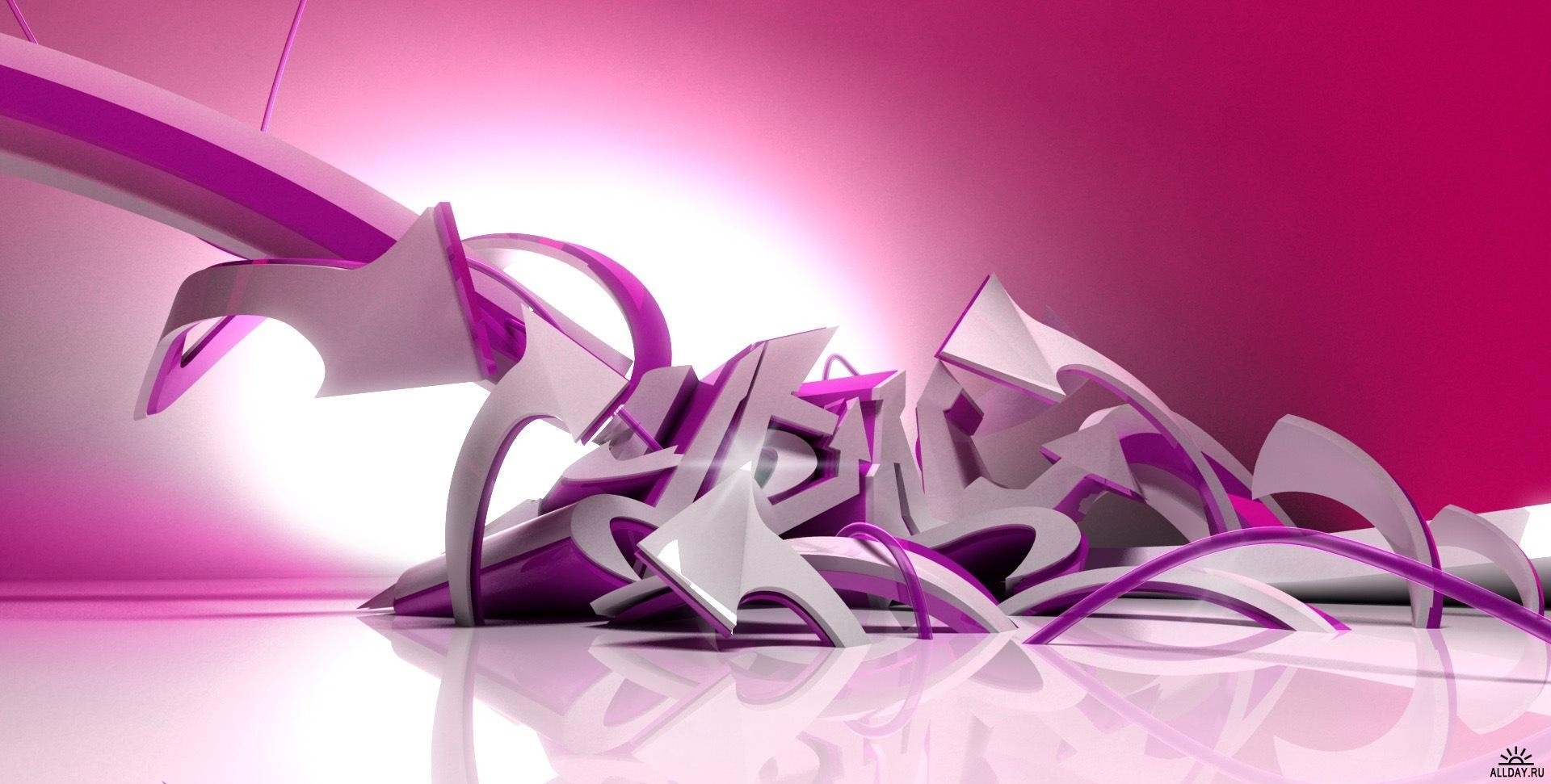 Abstract graffiti art with purple and white elements HD Wallpaper