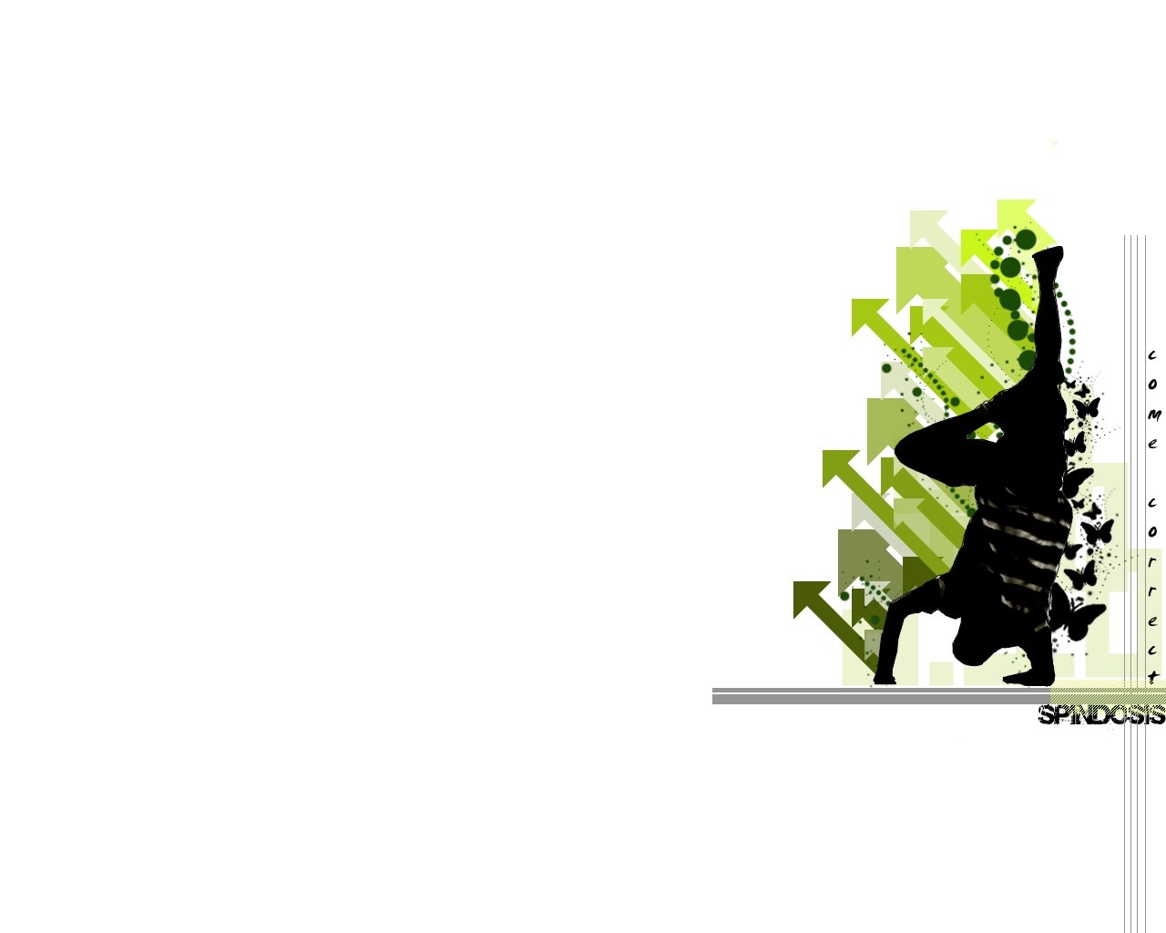Breakdancer silhouette with green arrows and butterflies HD Wallpaper