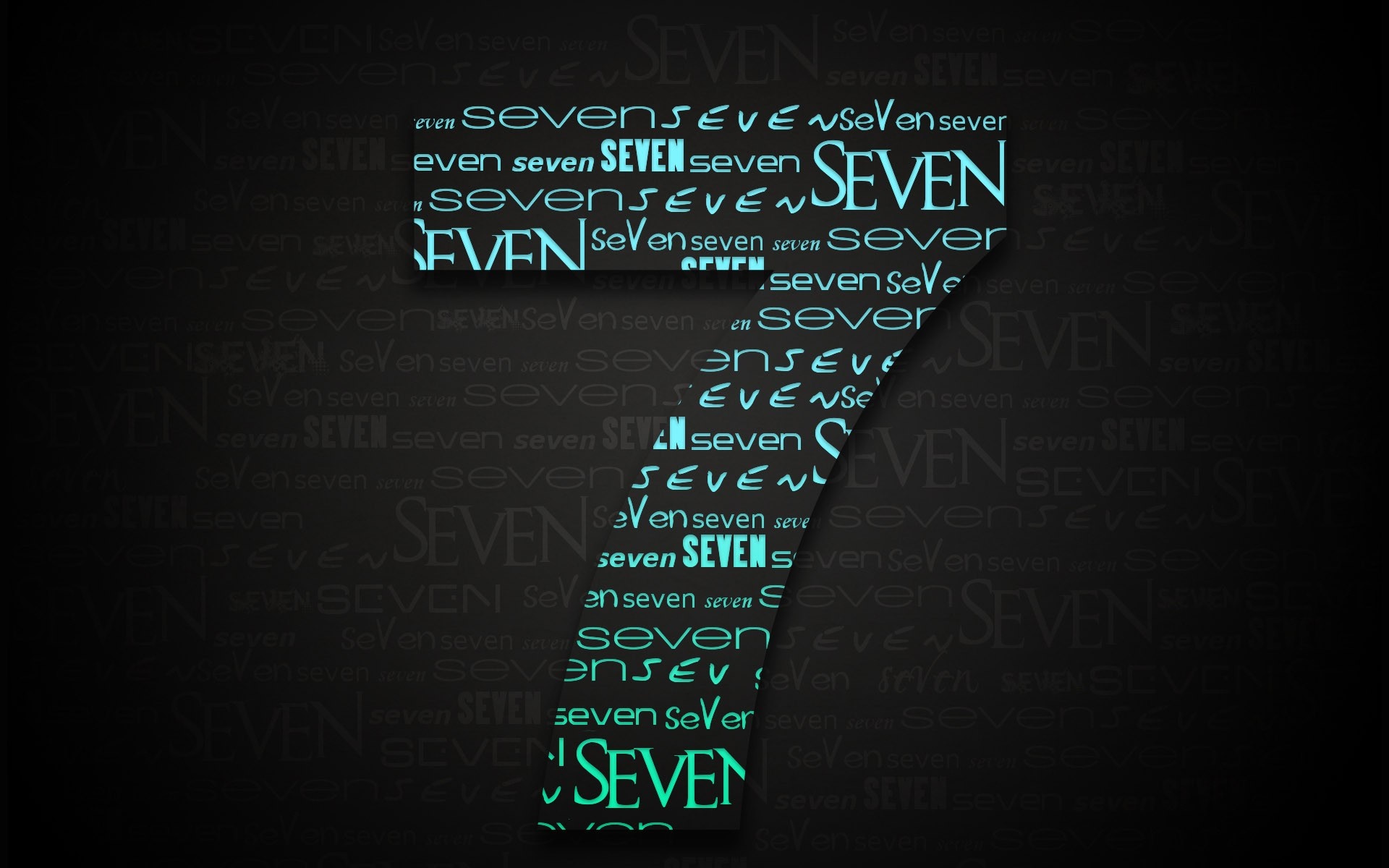 The number 7 formed by the word "seven" HD Wallpaper
