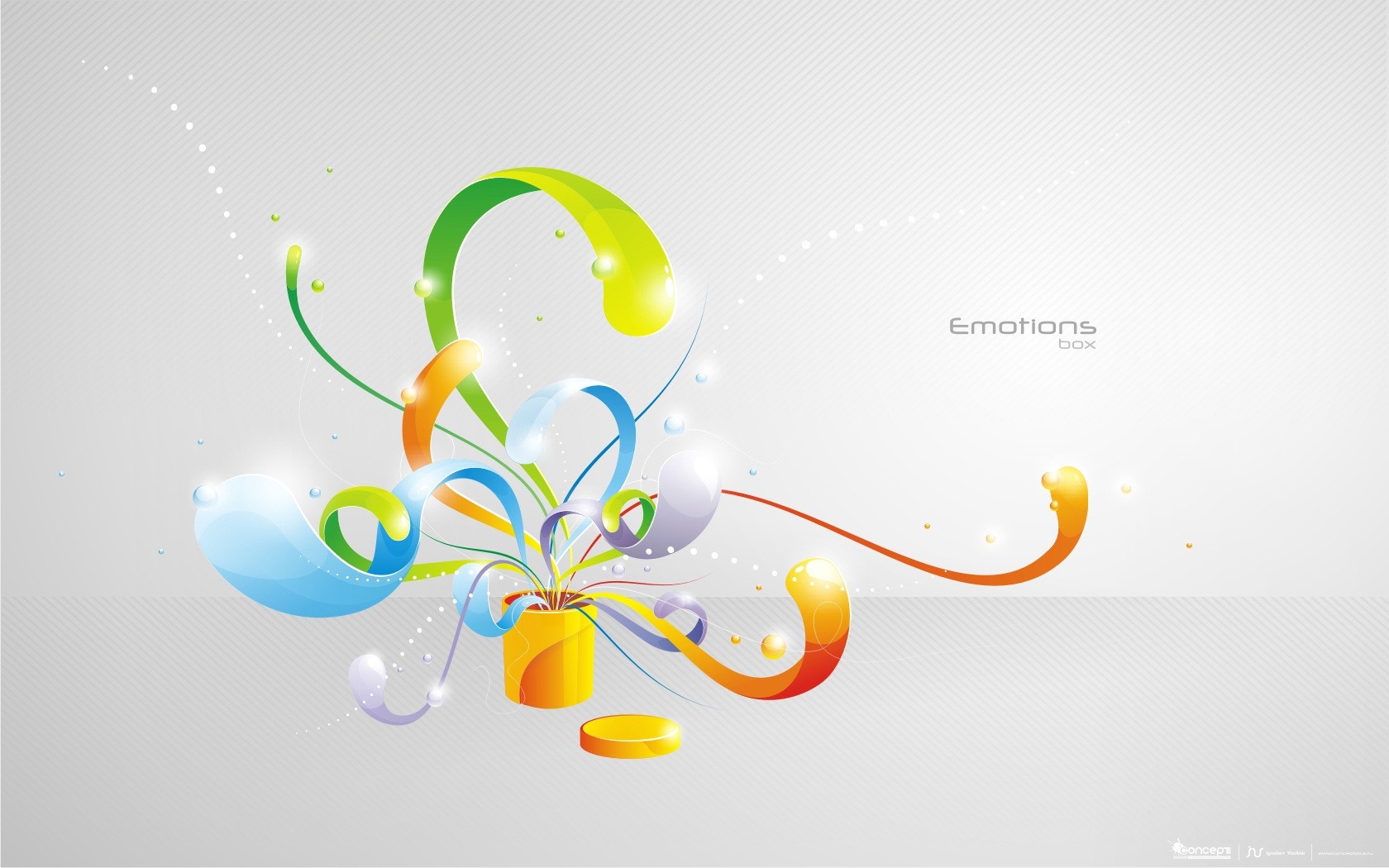 Abstract colorful shapes with text "Emotions Box" HD Wallpaper