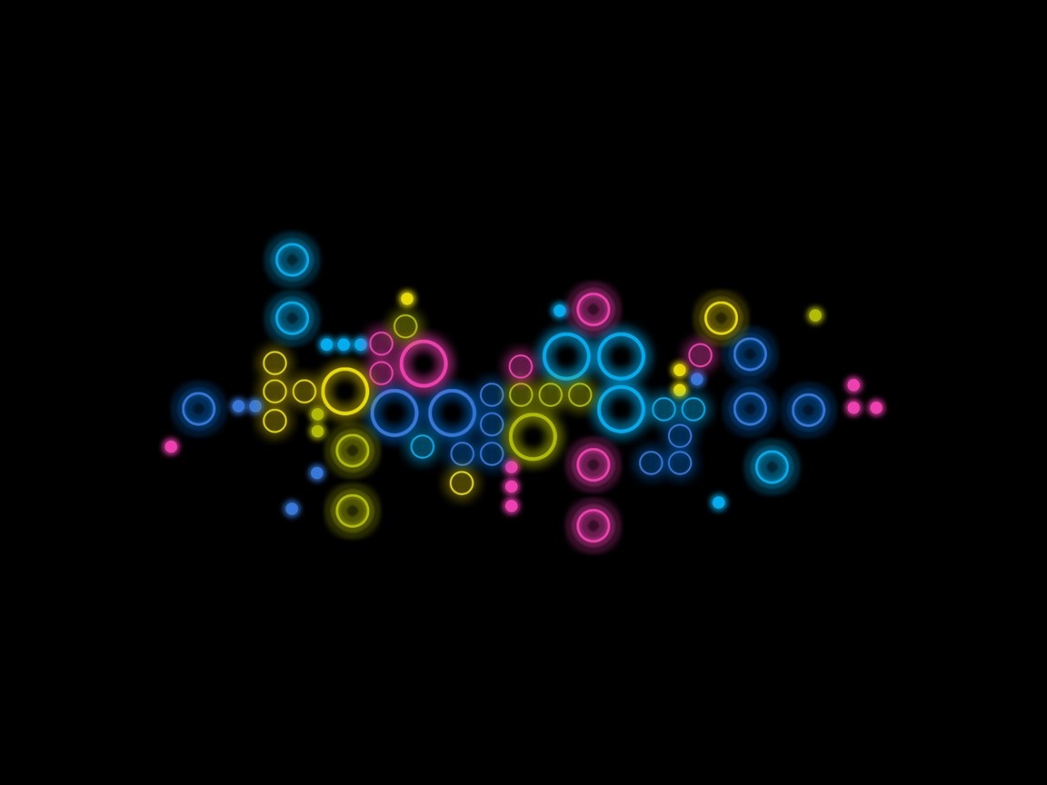 Abstract glowing circles and dots on black background HD Wallpaper