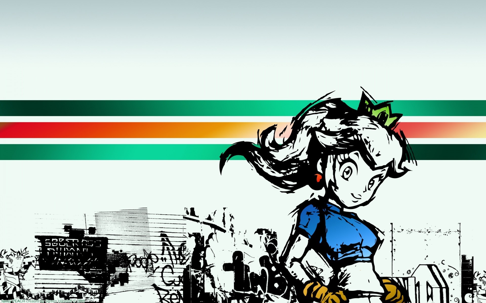 Princess Peach from Super Mario Bros. with graffiti HD Wallpaper