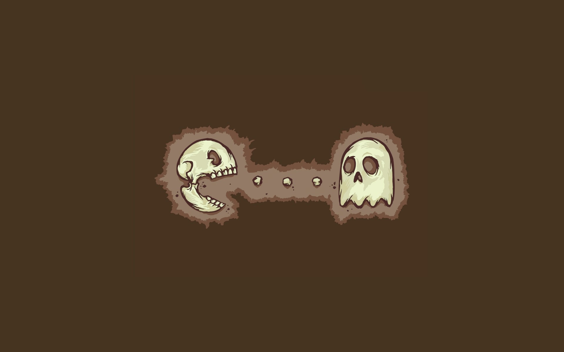 Pac-Man skull and ghost illustration HD Wallpaper