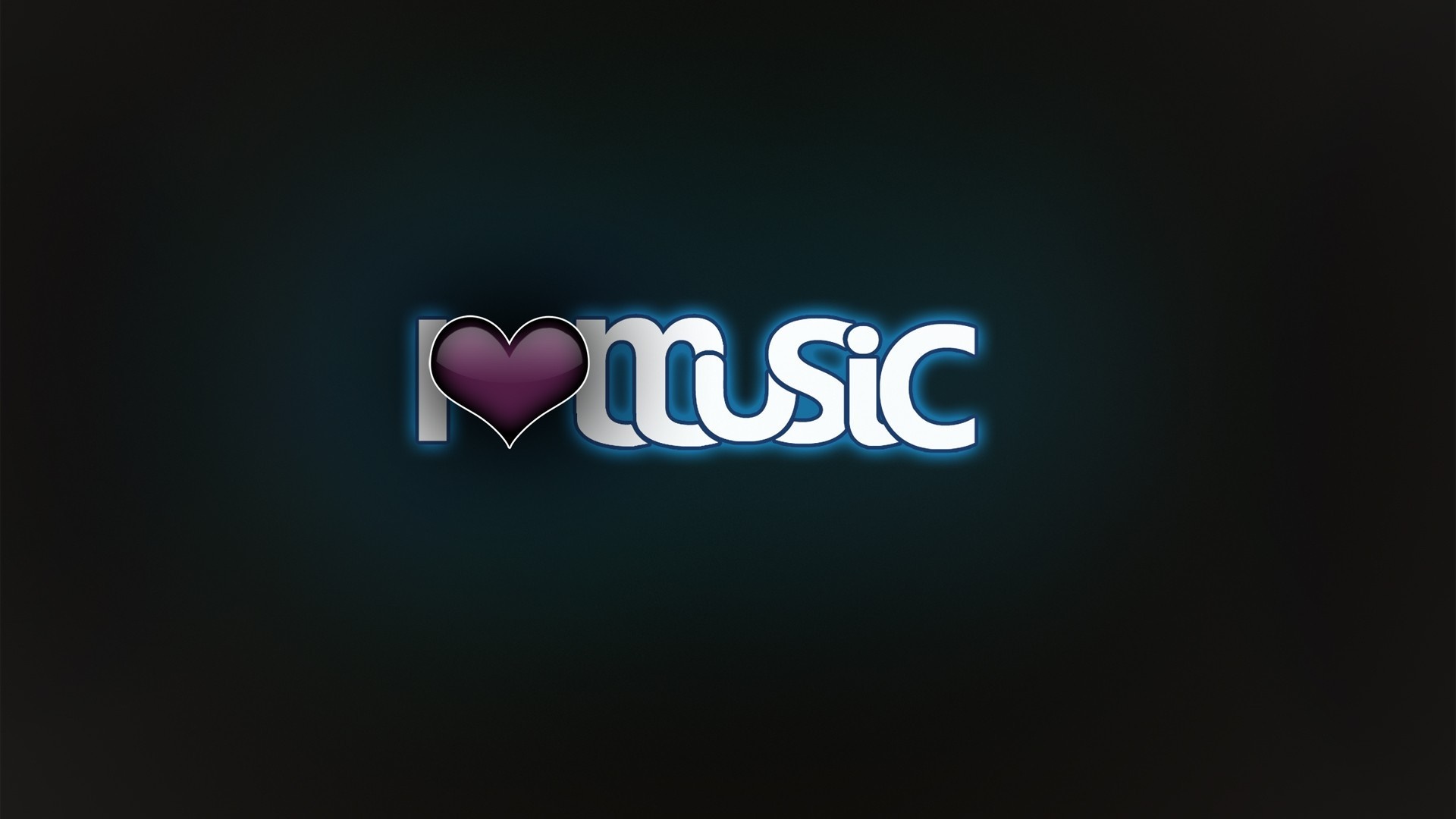 I Love Music logo with purple heart HD Wallpaper