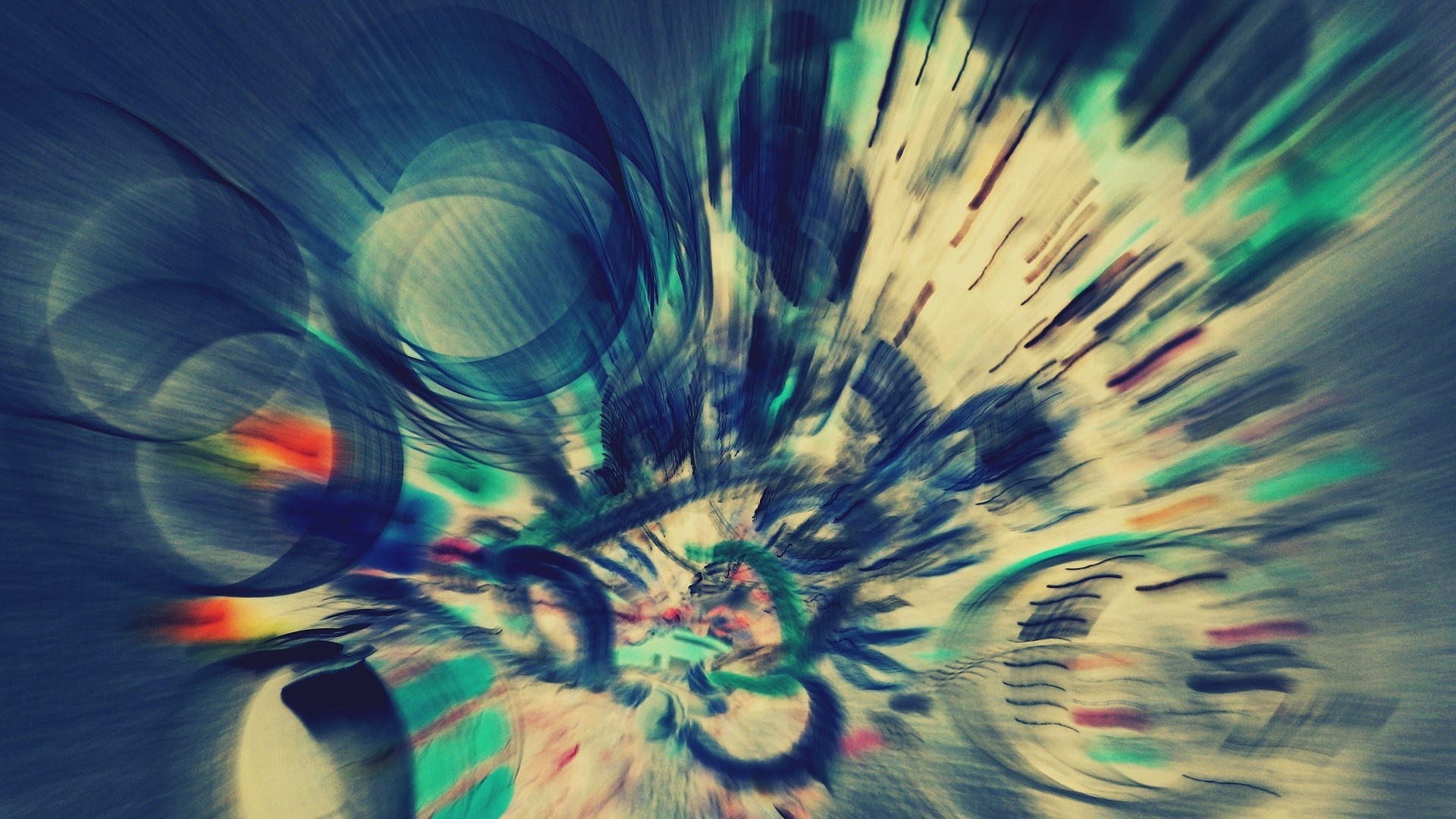 Abstract painting with blue and colorful streaks HD Wallpaper