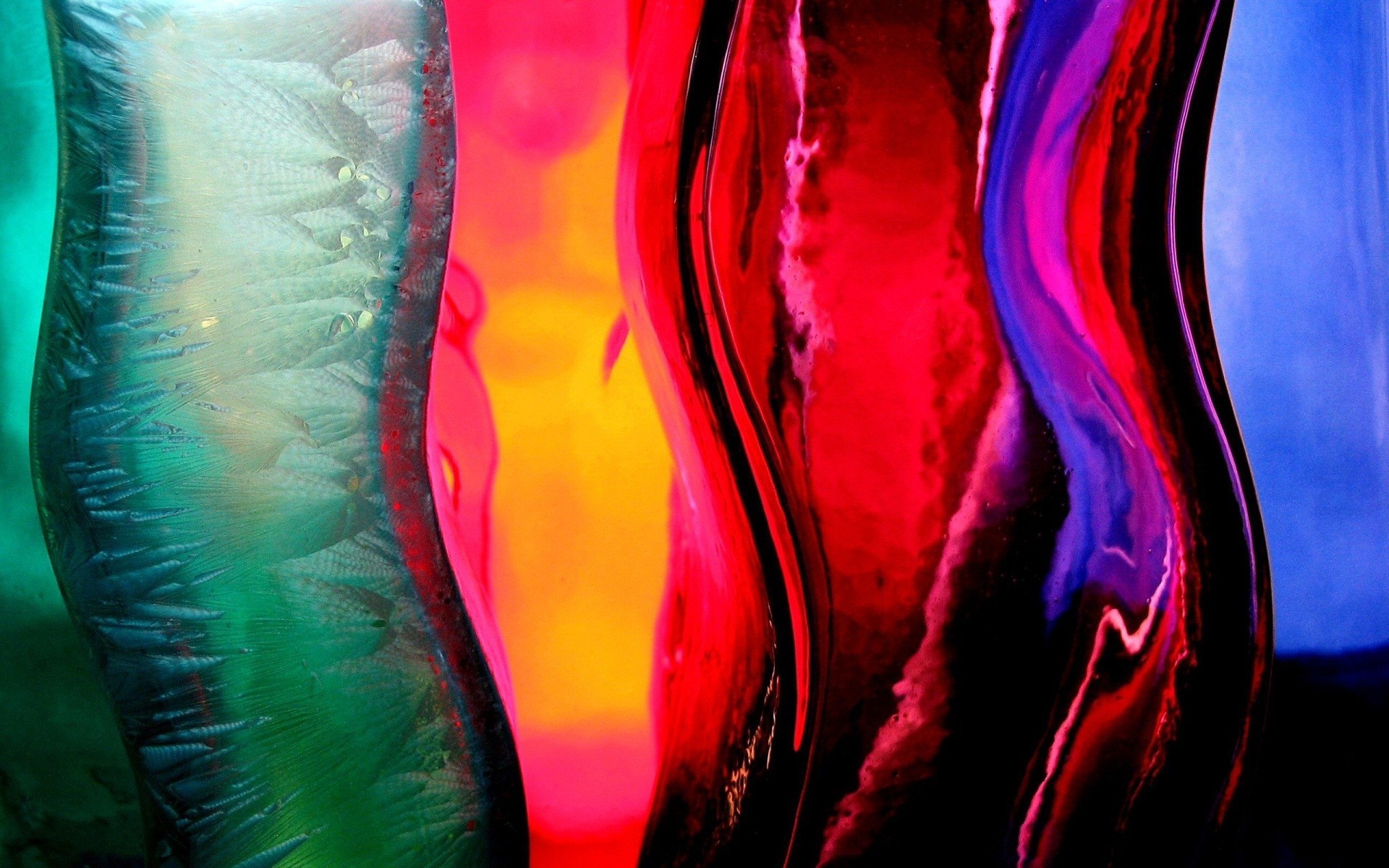 Close up of colorful glass with abstract patterns HD Wallpaper