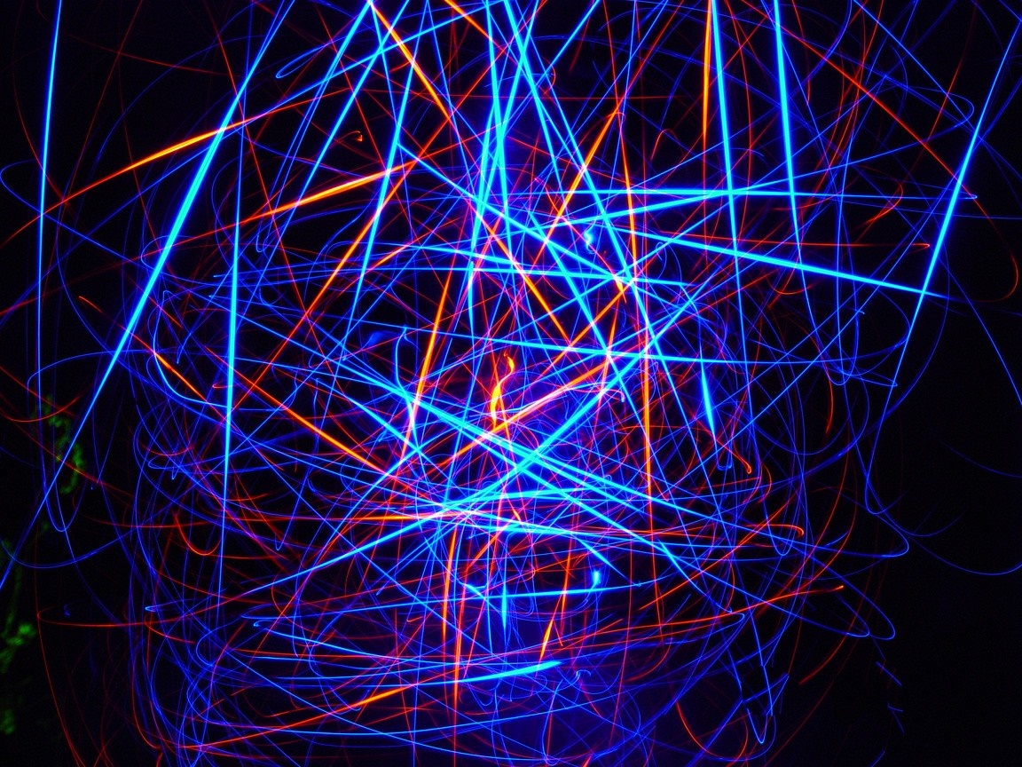 Abstract light painting with blue and orange lines HD Wallpaper