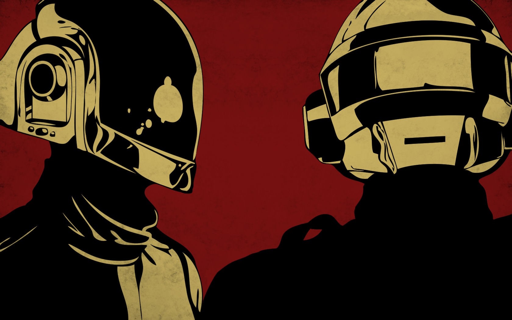 Daft Punk illustration with red background HD Wallpaper