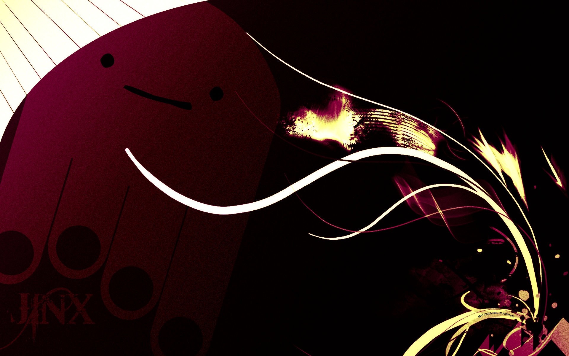 Abstract Jinx illustration with red and yellow swirls HD Wallpaper
