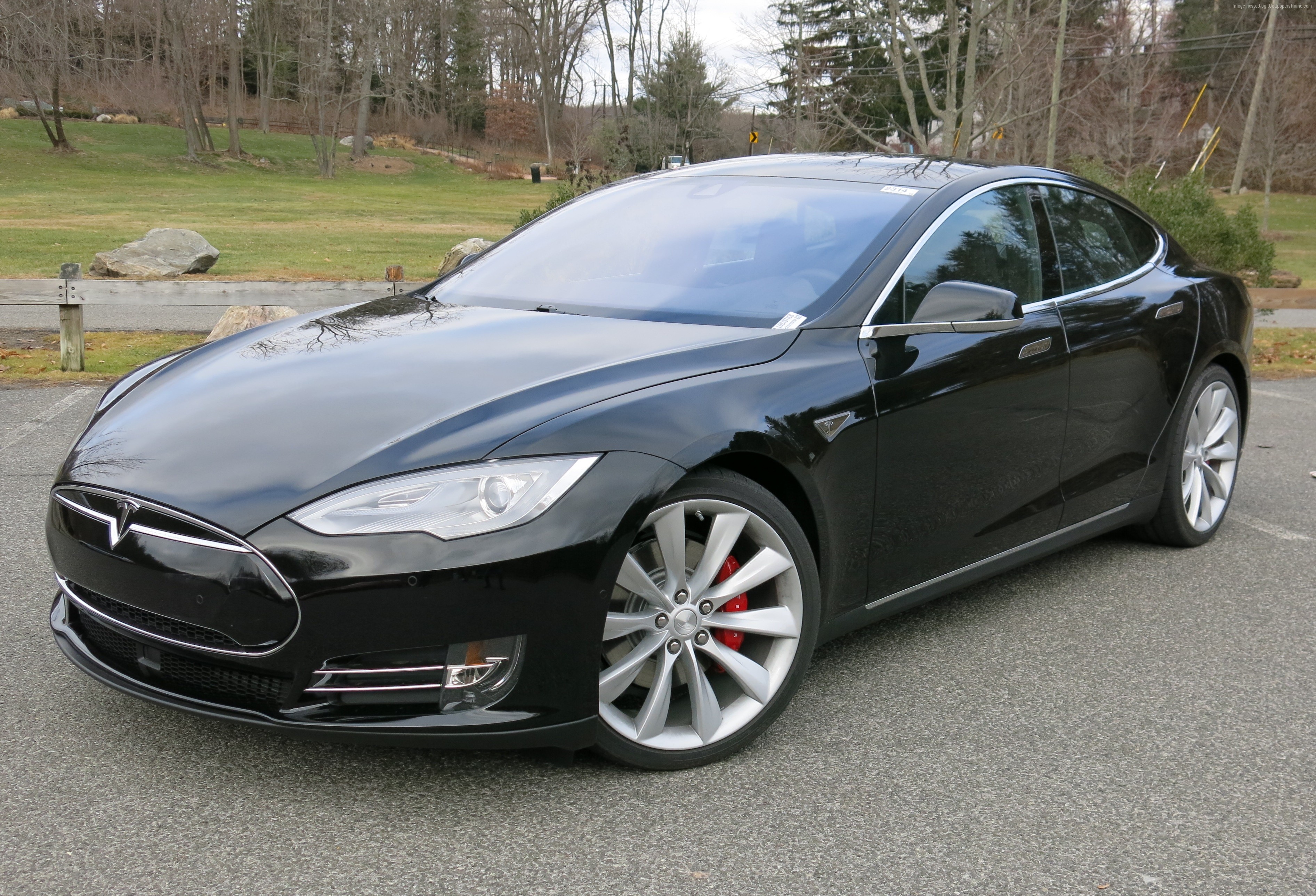 Black Tesla P85D electric car HD Wallpaper