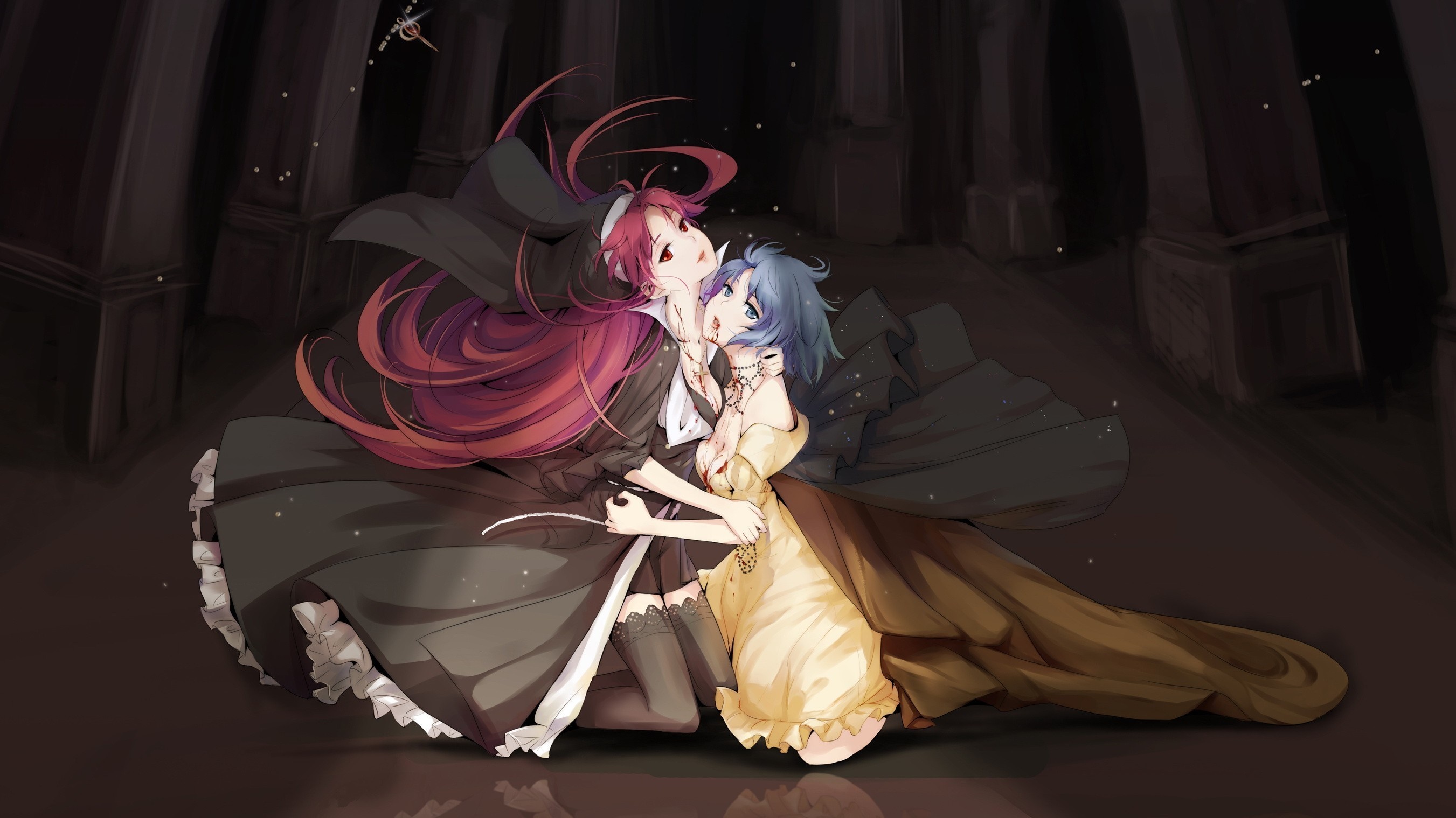 Anime characters in dark costumes HD Wallpaper