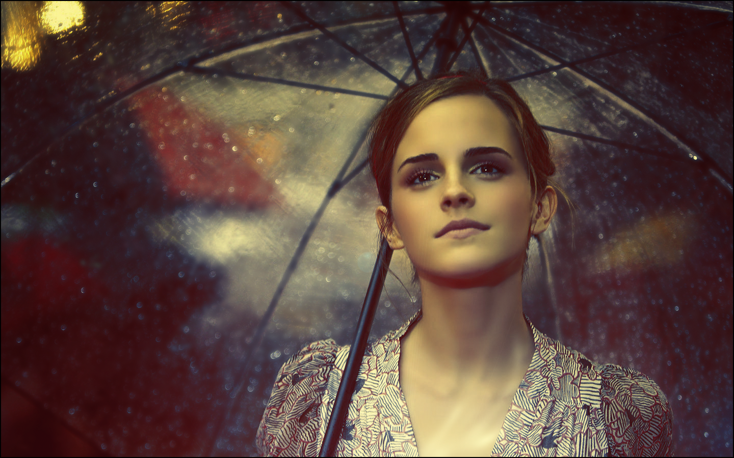 Emma Watson under an umbrella HD Wallpaper