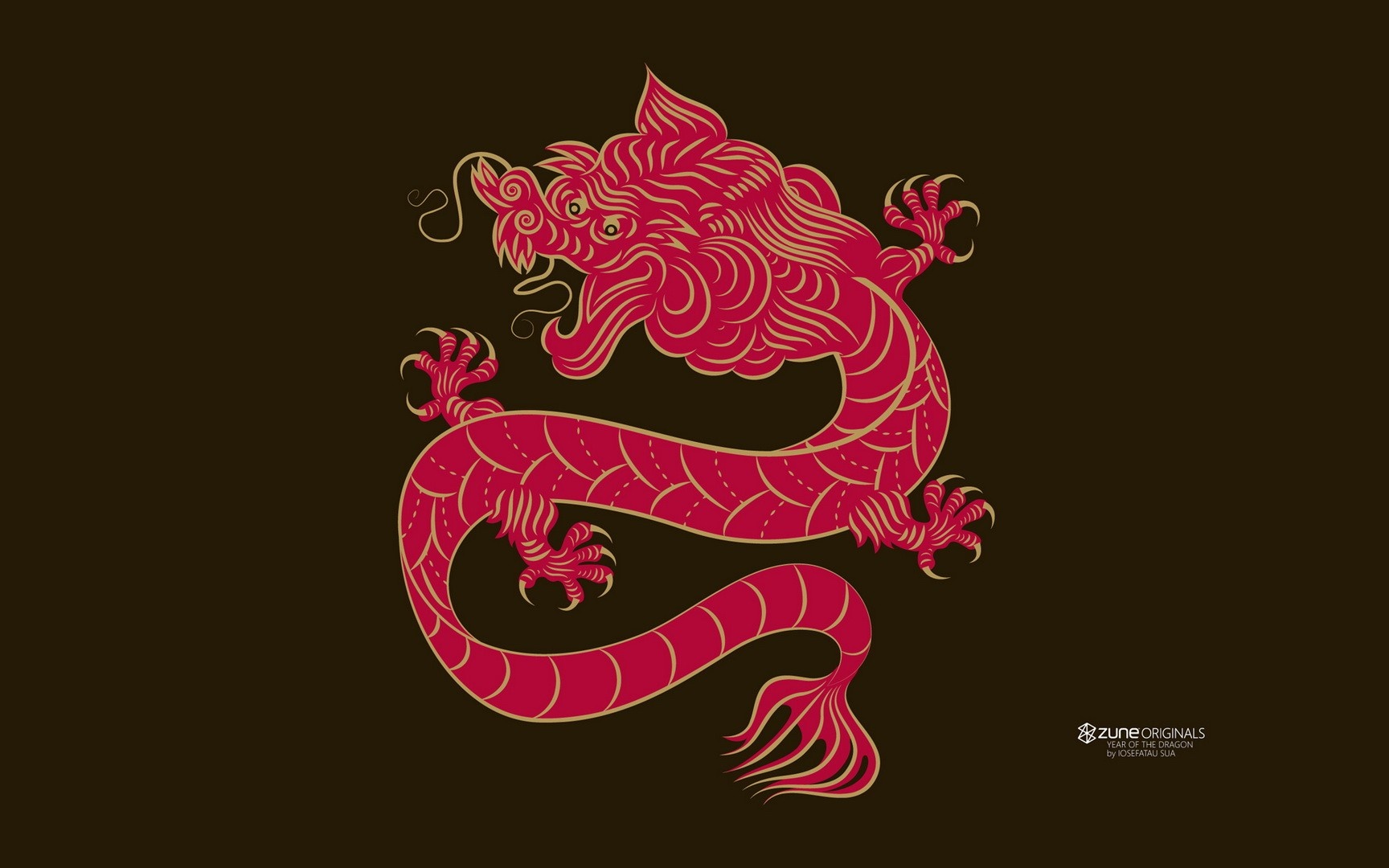 Red Chinese Dragon Illustration HD Wallpaper
