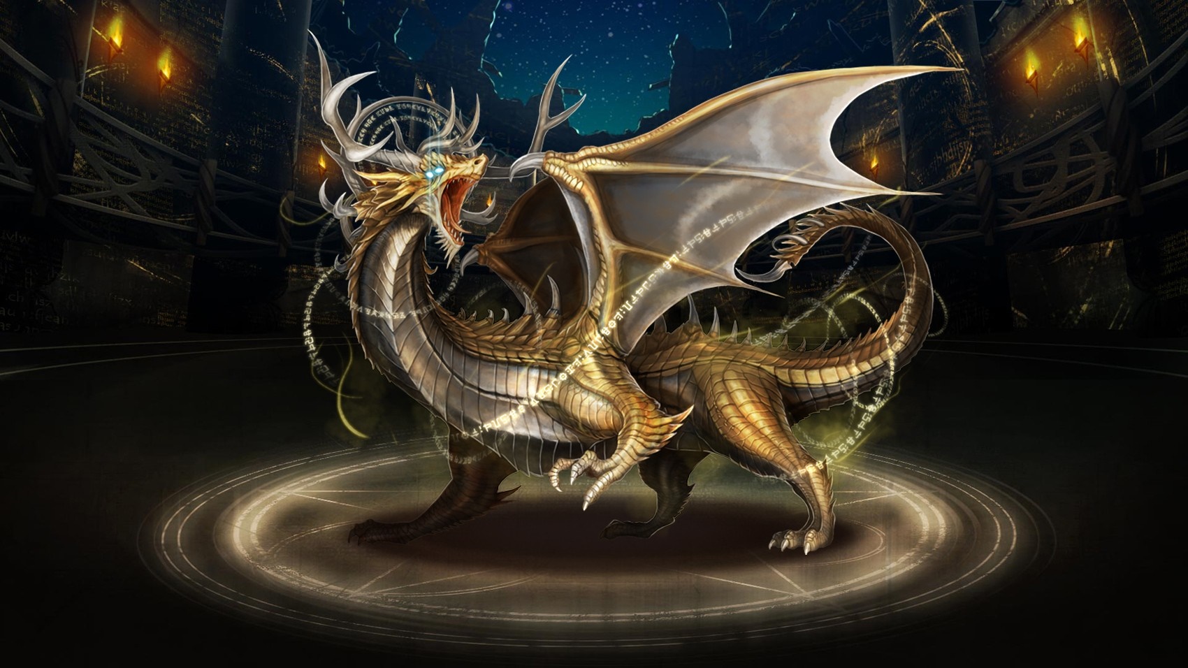 Golden Dragon from Tower of Saviors HD Wallpaper