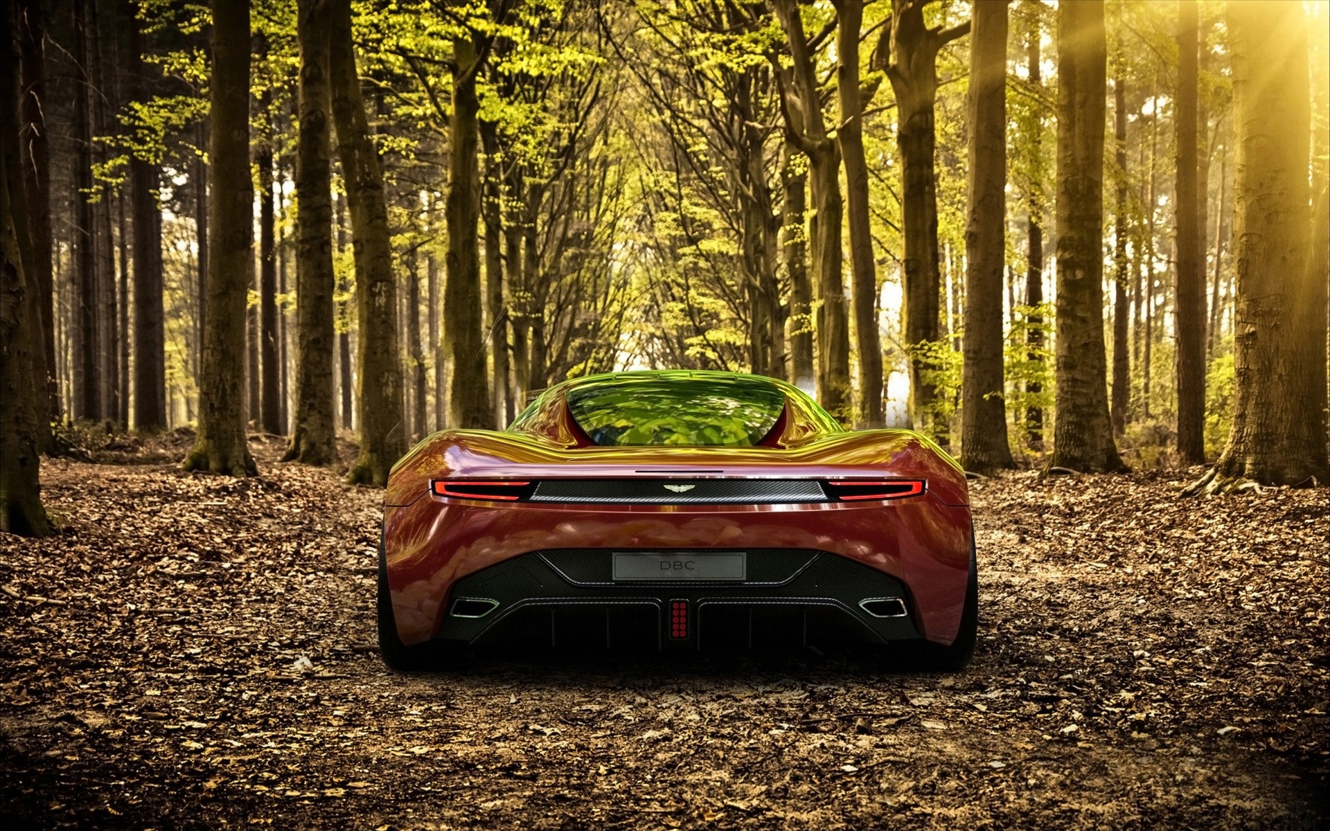 Aston Martin DBC concept car in a forest HD Wallpaper