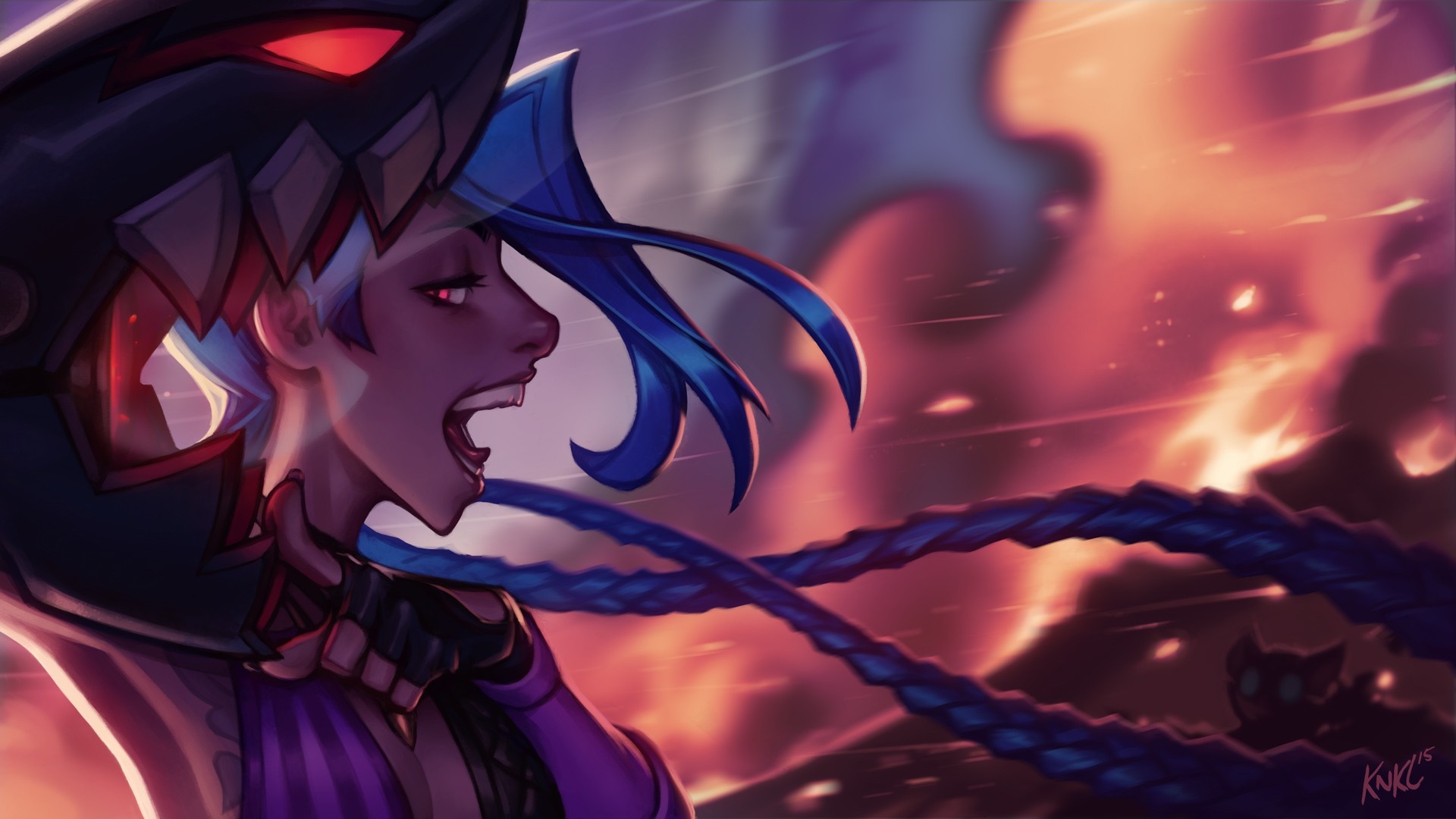 Jinx from League of Legends in a chaotic battle HD Wallpaper