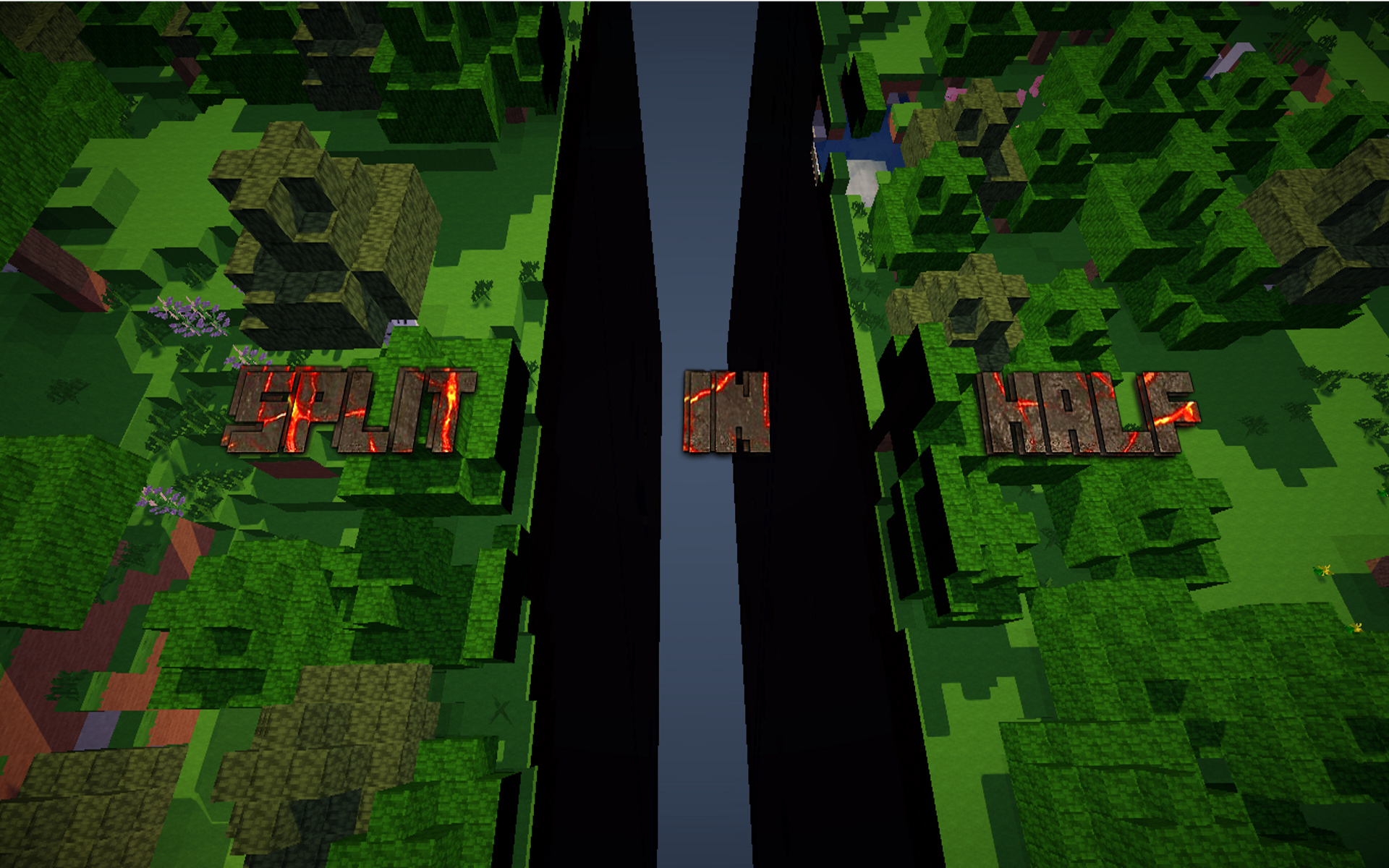Minecraft Split In Half title screen HD Wallpaper