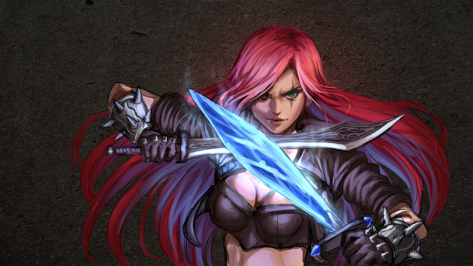 Katarina from League of Legends with glowing daggers HD Wallpaper