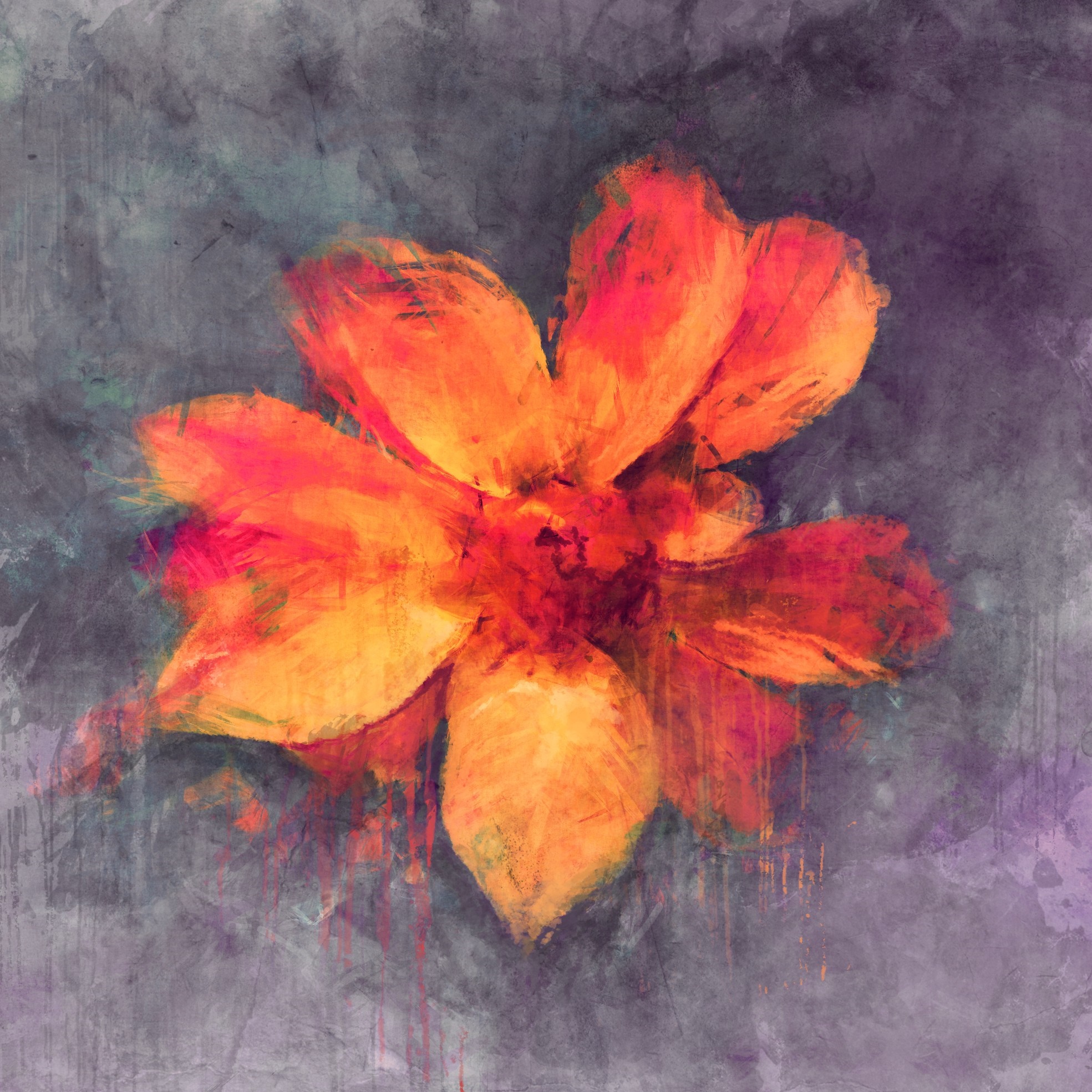Abstract painting of an orange flower HD Wallpaper