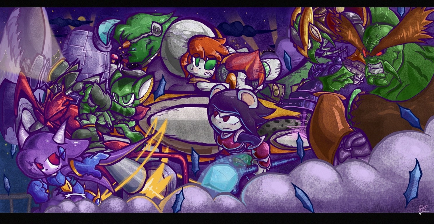 Characters from Freedom Planet in a battle scene HD Wallpaper