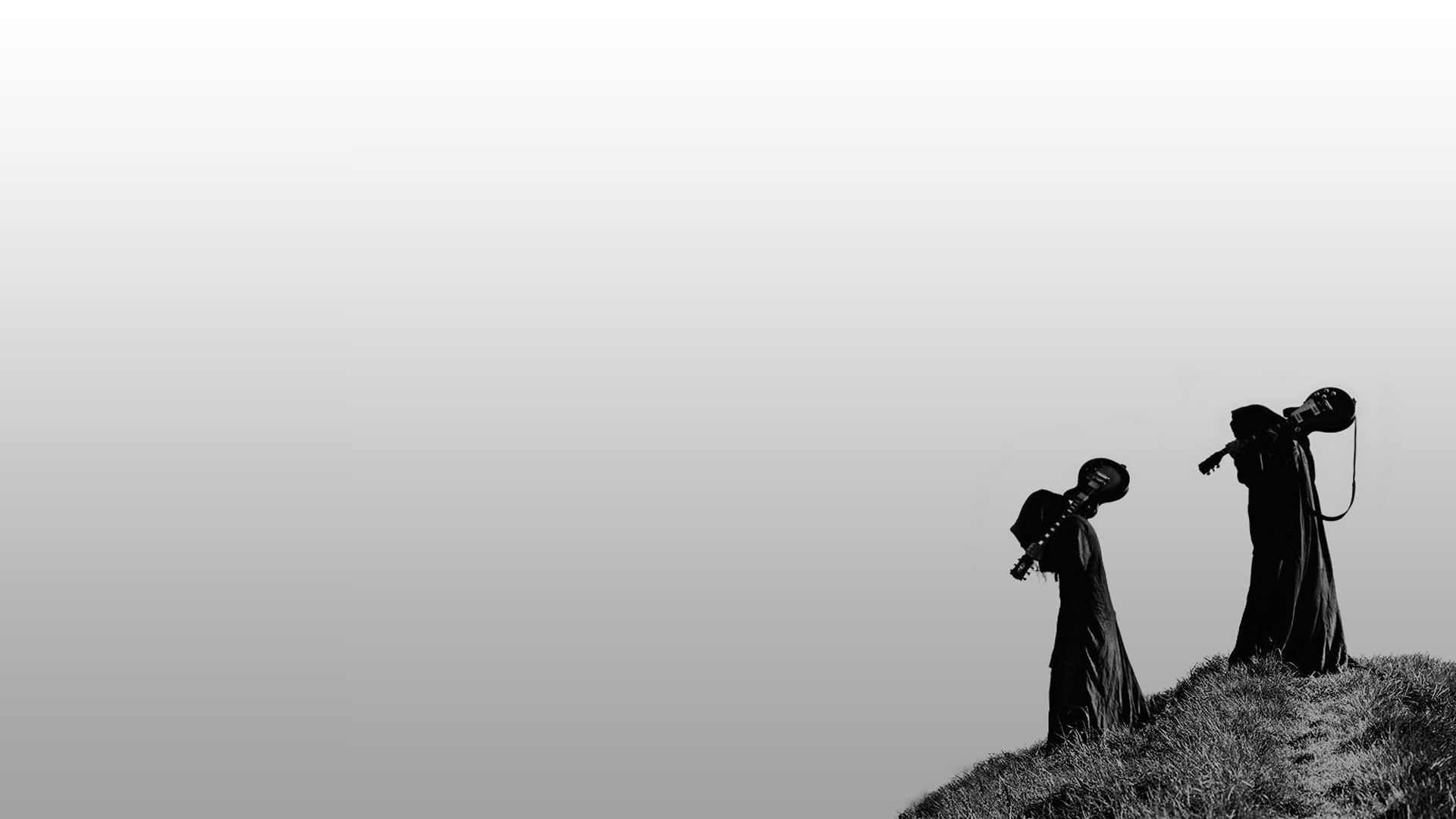 Sunn O))) band members with guitars on a hill HD Wallpaper
