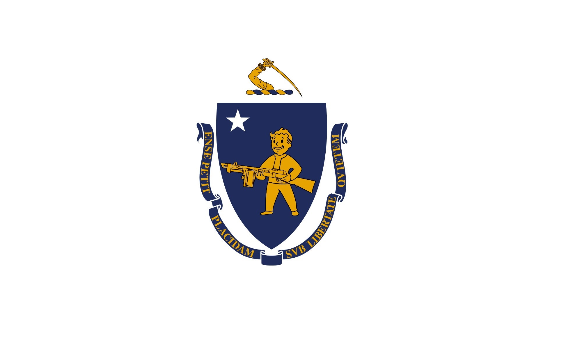 Fallout Vault Boy Massachusetts Flag HD Wallpaper