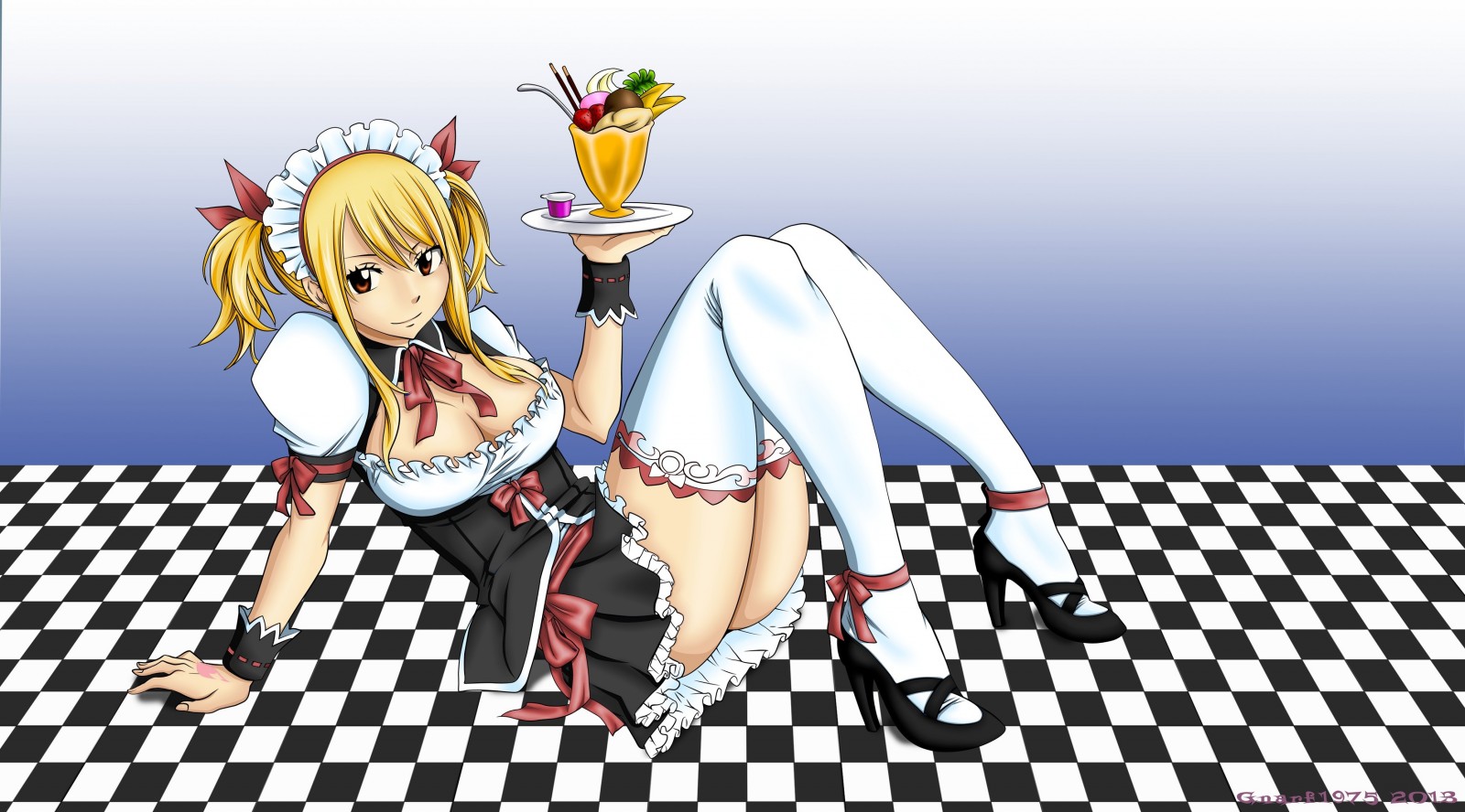 Lucy Heartfilia from Fairy Tail serving a parfait HD Wallpaper