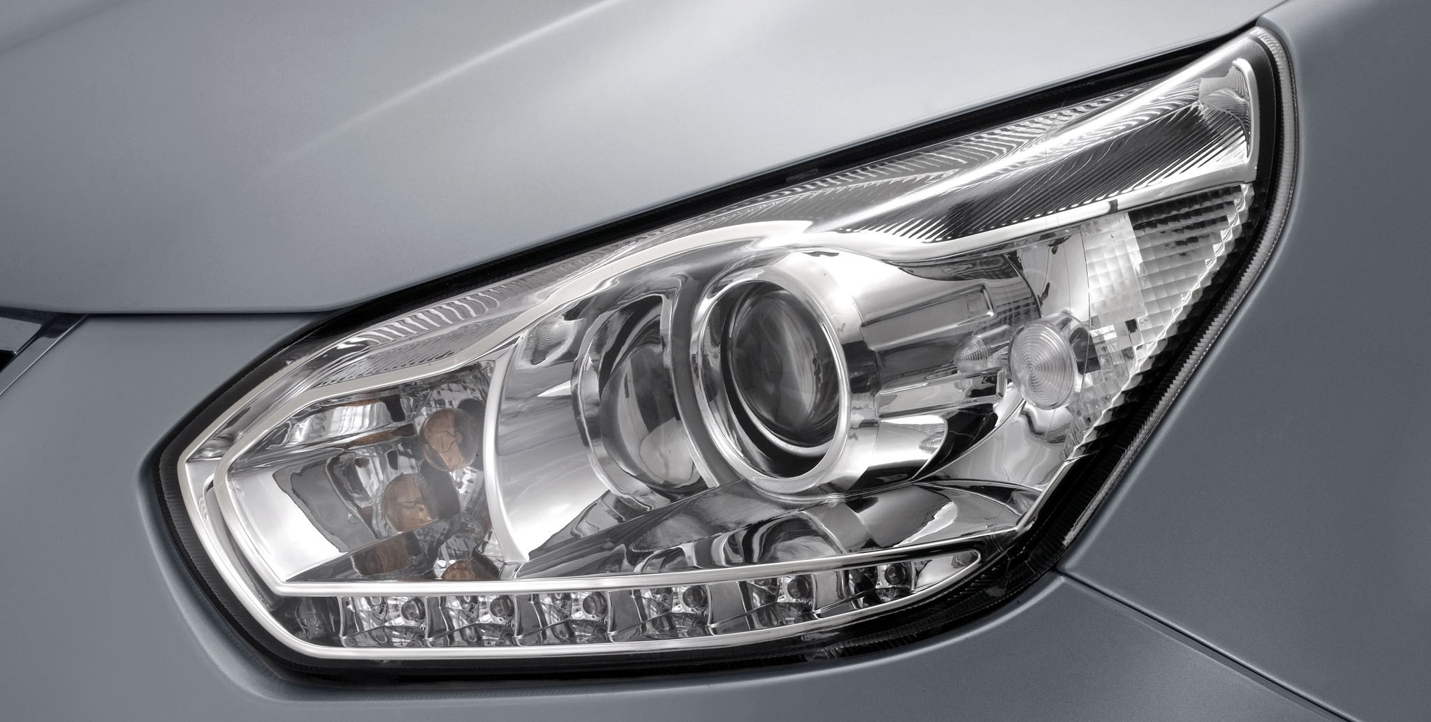 Close-up of a modern car headlight HD Wallpaper