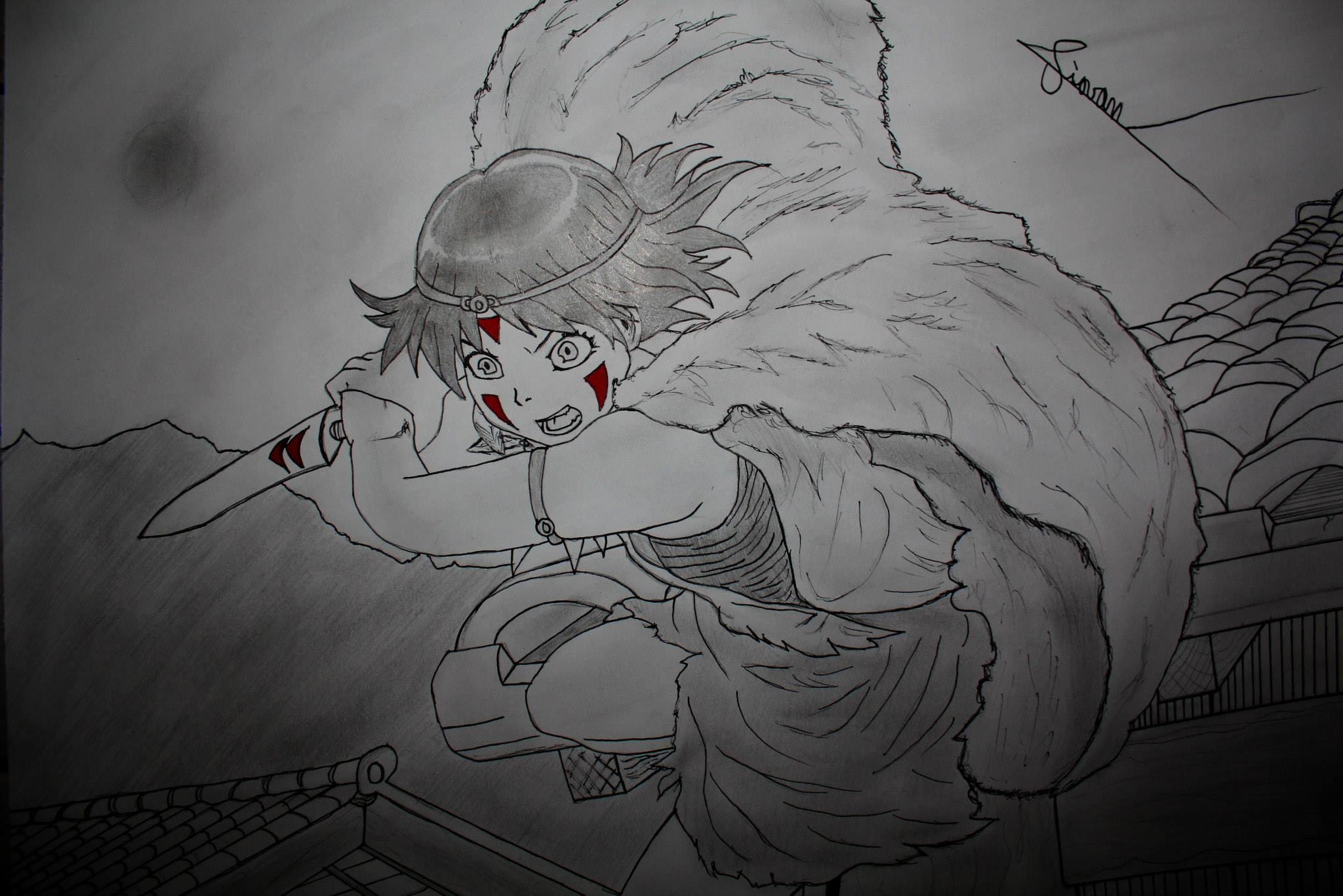 San from Princess Mononoke drawing HD Wallpaper
