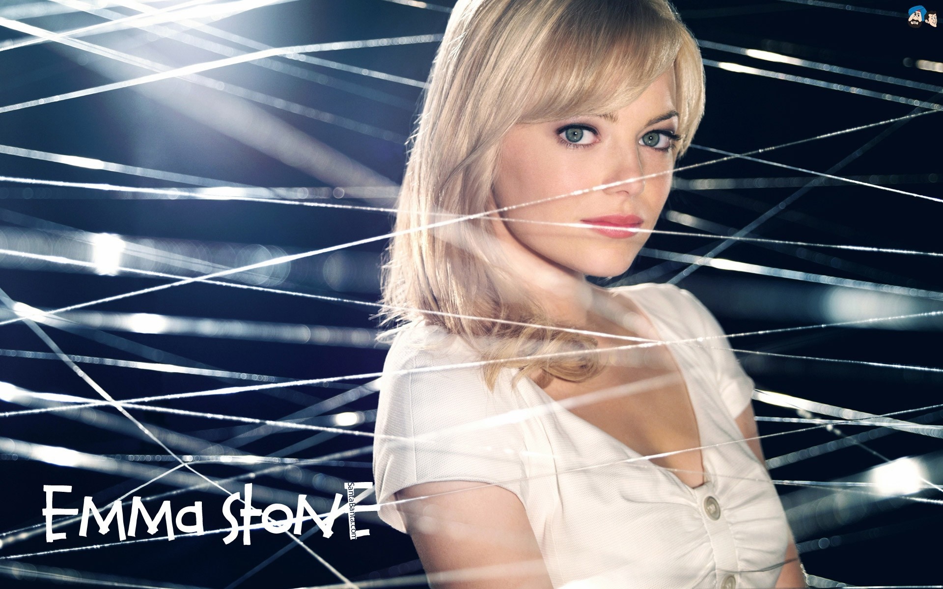Emma Stone portrait with abstract background HD Wallpaper
