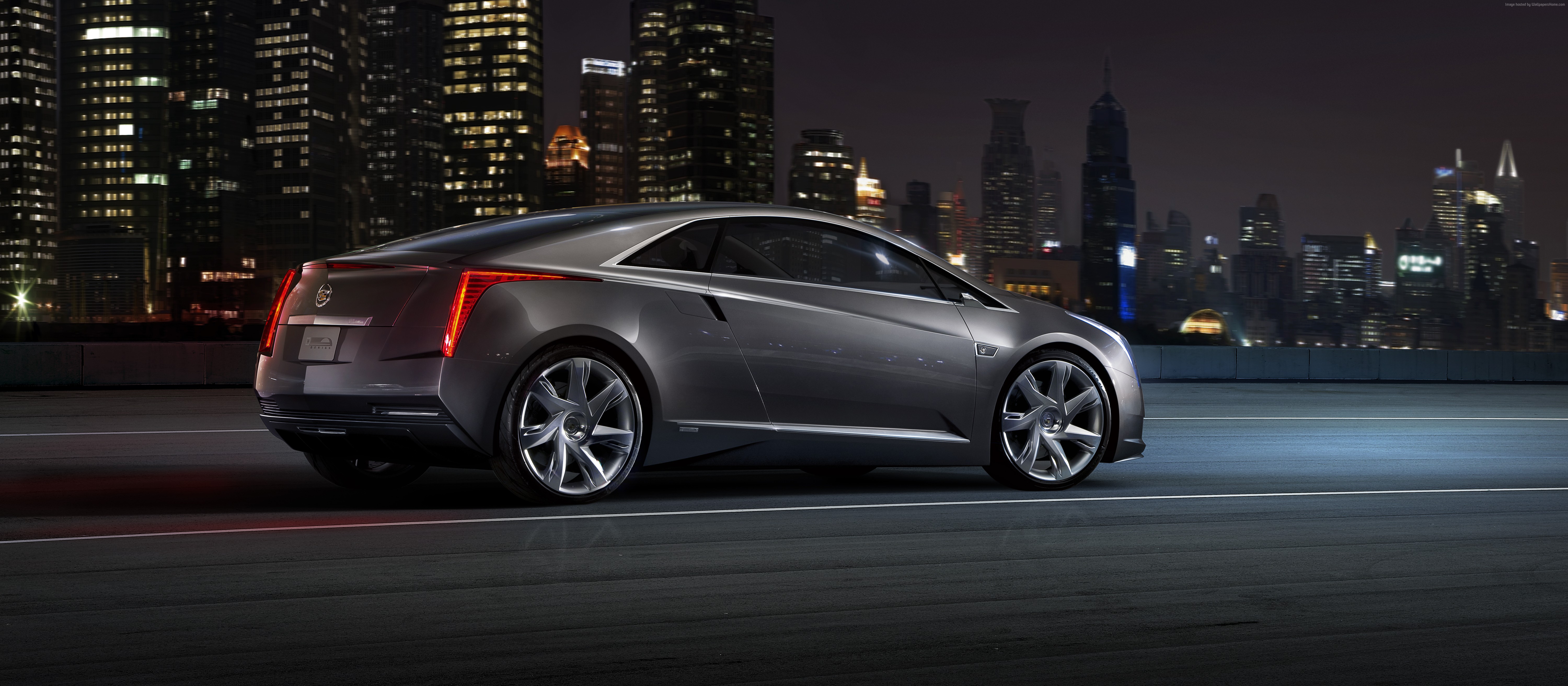 Cadillac ELR concept car side view at night HD Wallpaper