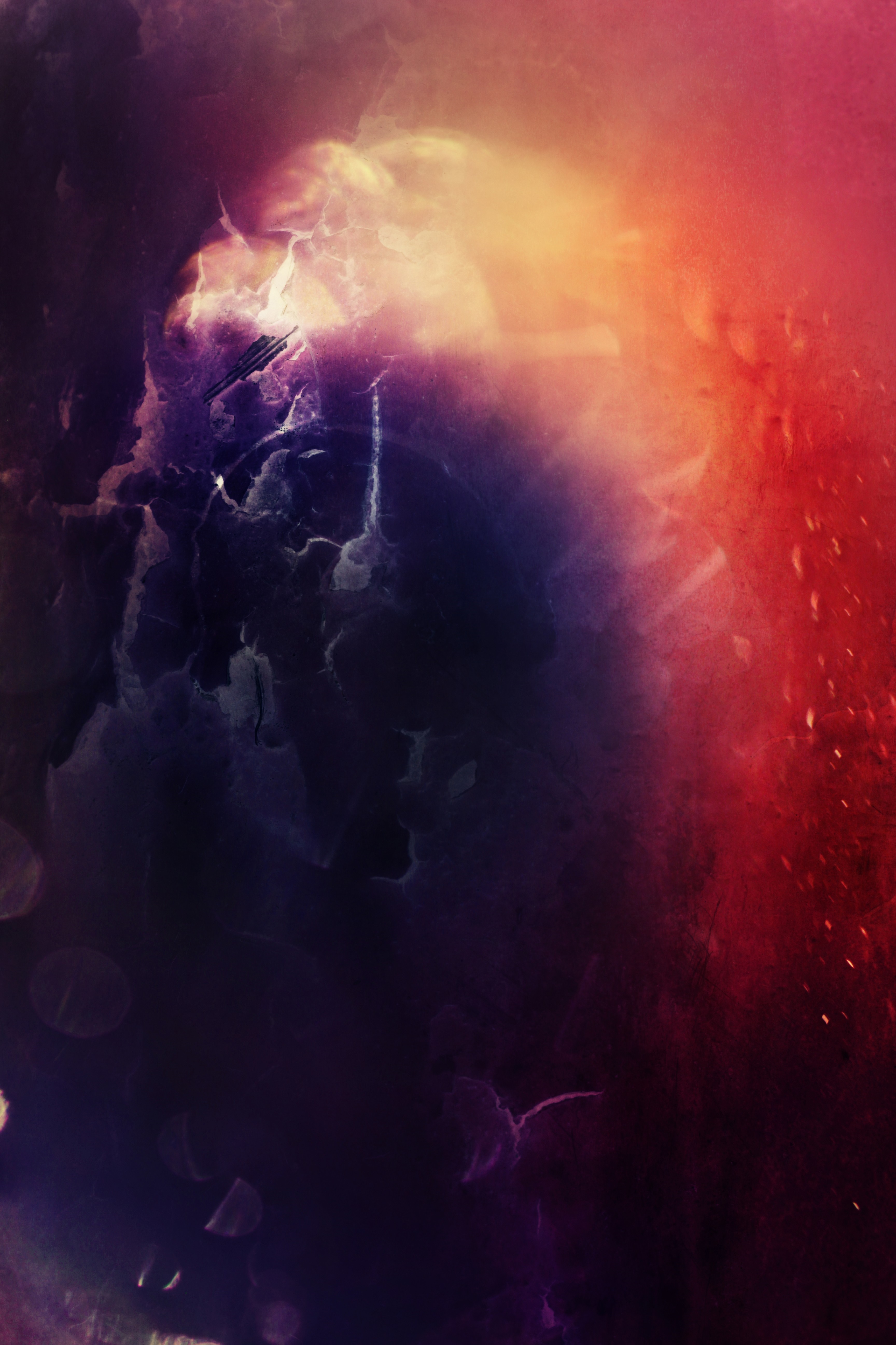Abstract nebula with red and purple hues HD Wallpaper