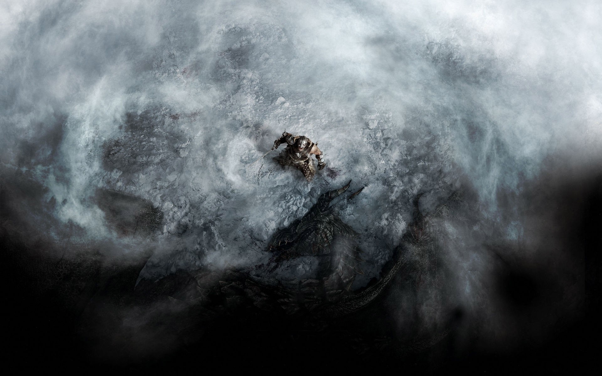 Dragonborn fighting a dragon in The Elder Scrolls V Skyrim HD Wallpaper