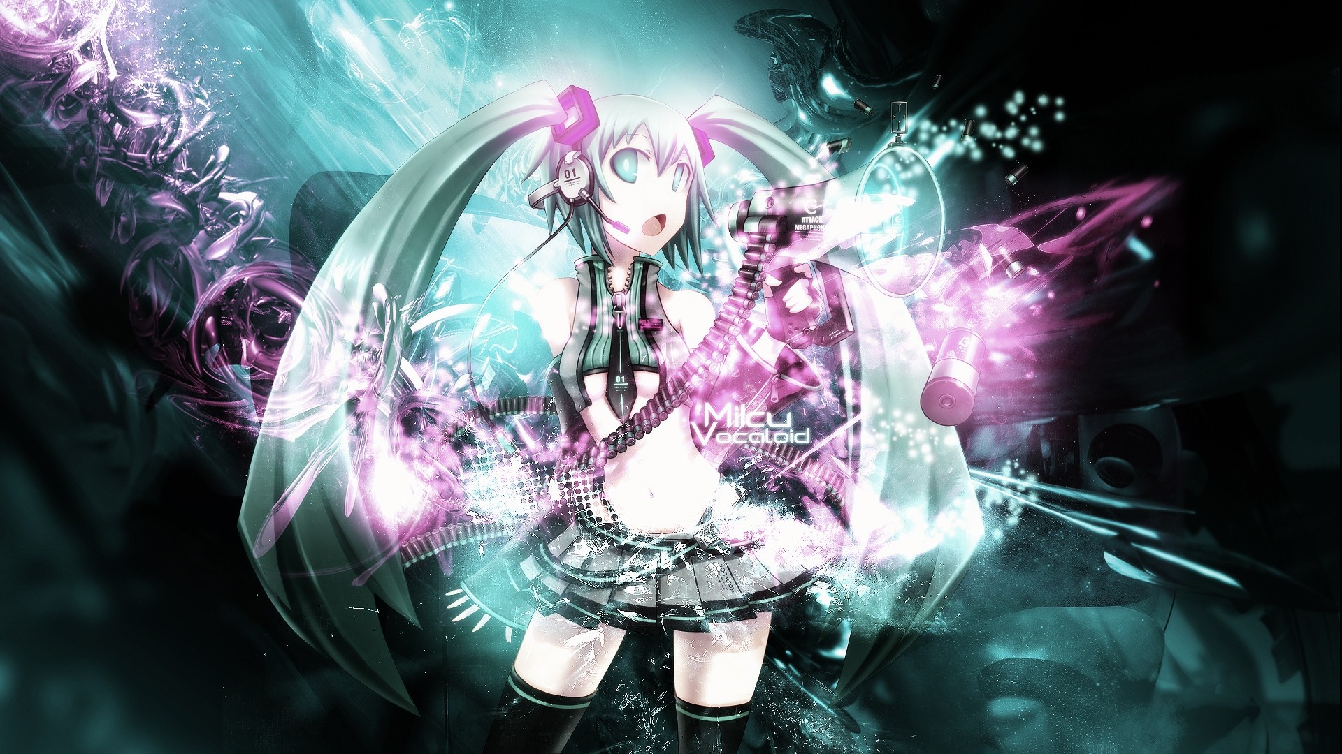 Hatsune Miku Vocaloid with special effects HD Wallpaper