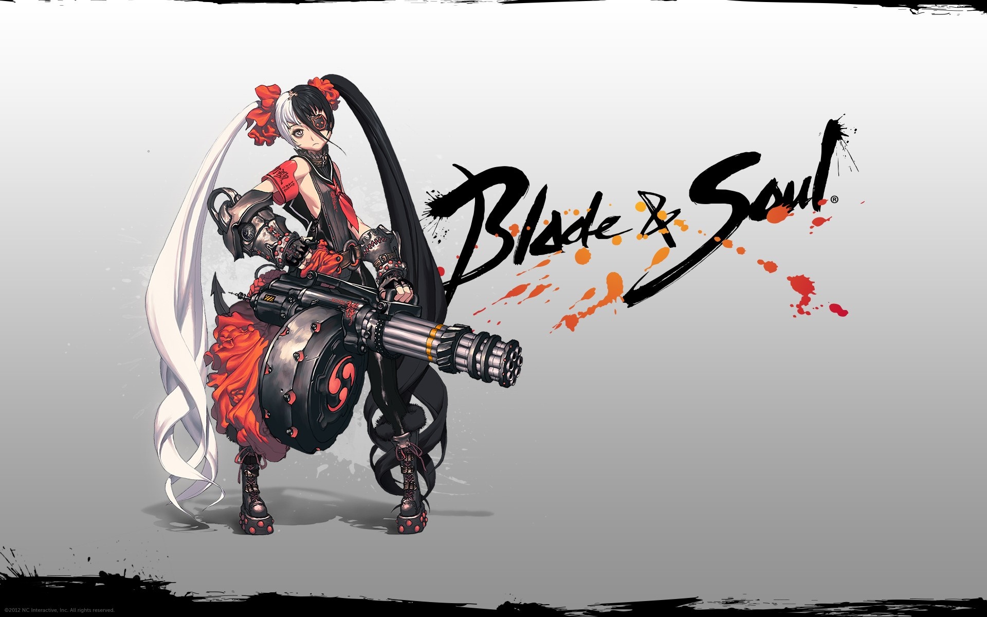 Blade & Soul character with minigun HD Wallpaper