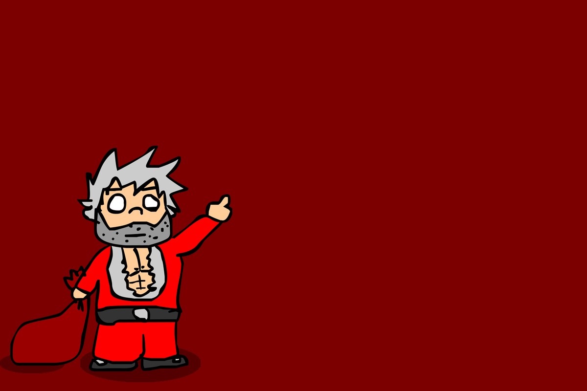 Cartoon Santa Claus with a Gift Bag HD Wallpaper
