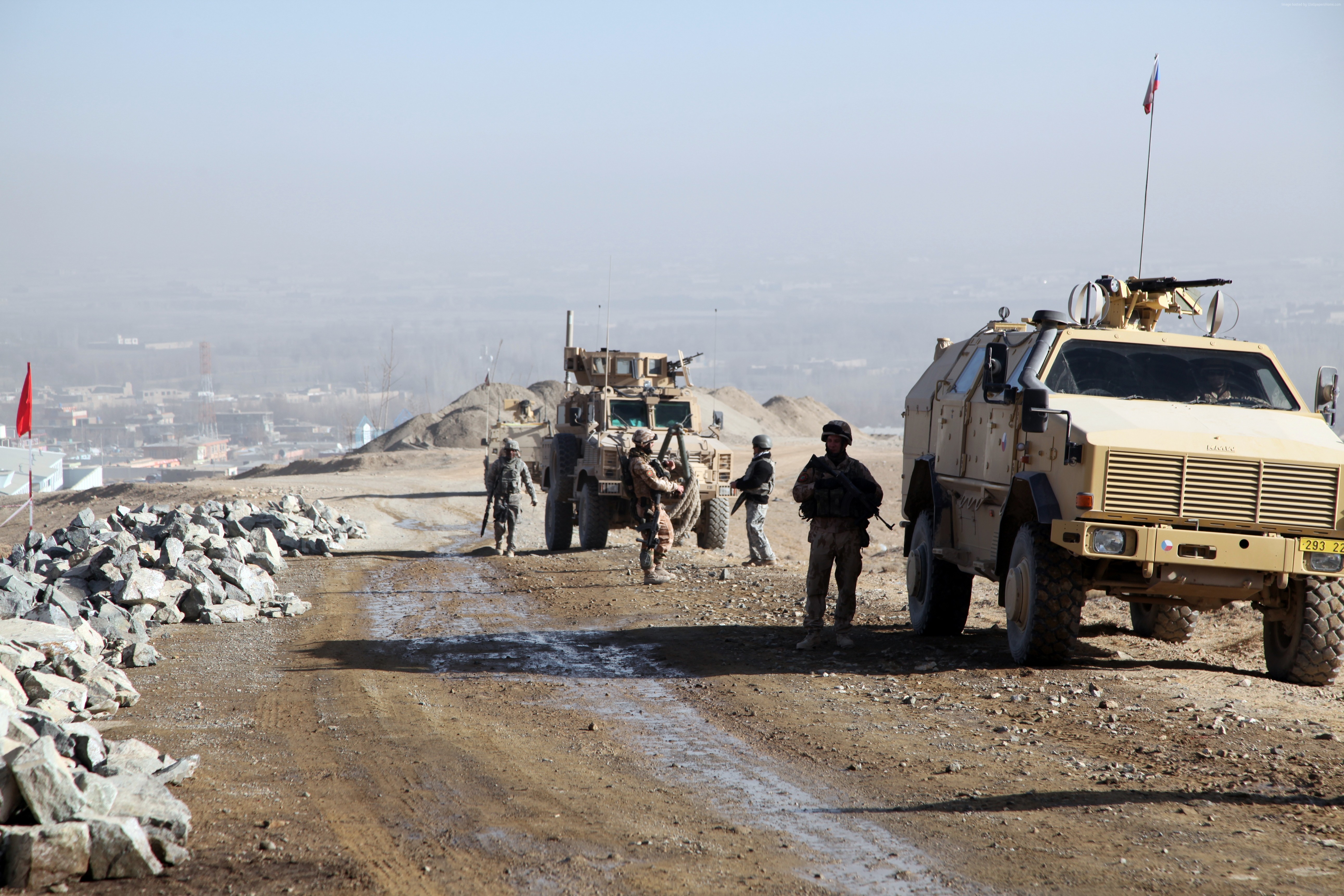 Czech soldiers with ATF Dingo vehicles in Afghanistan HD Wallpaper